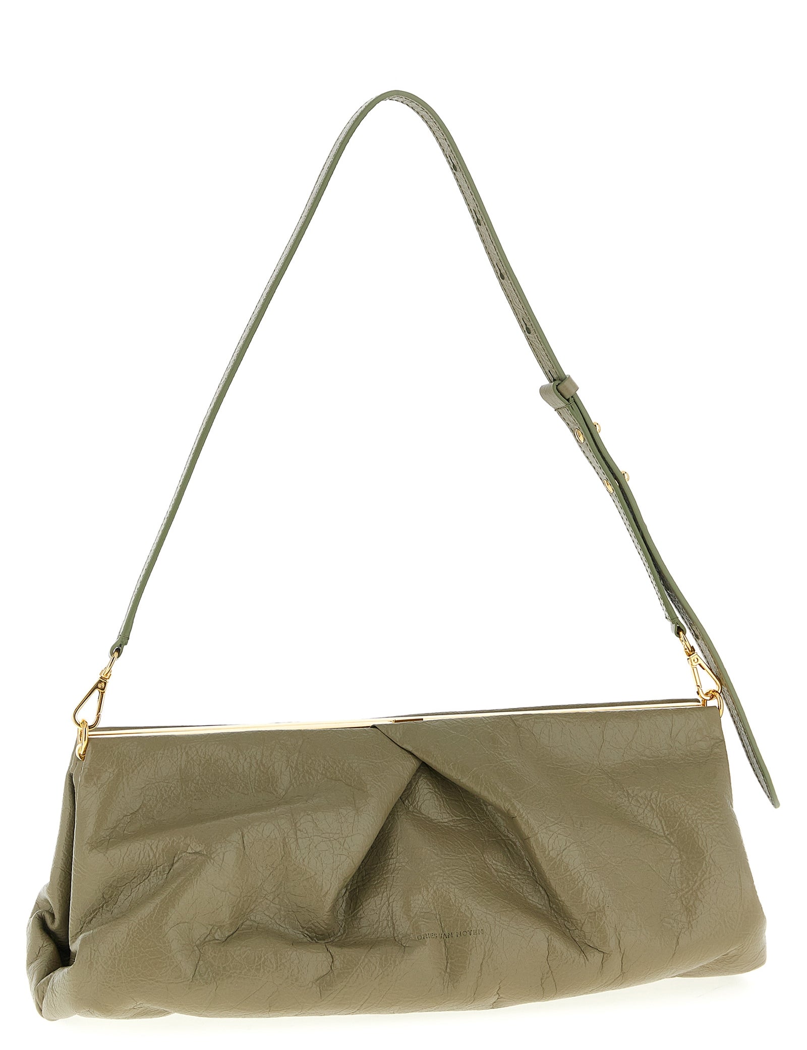 Dries Van Noten Green Calfskin Clutch Bag