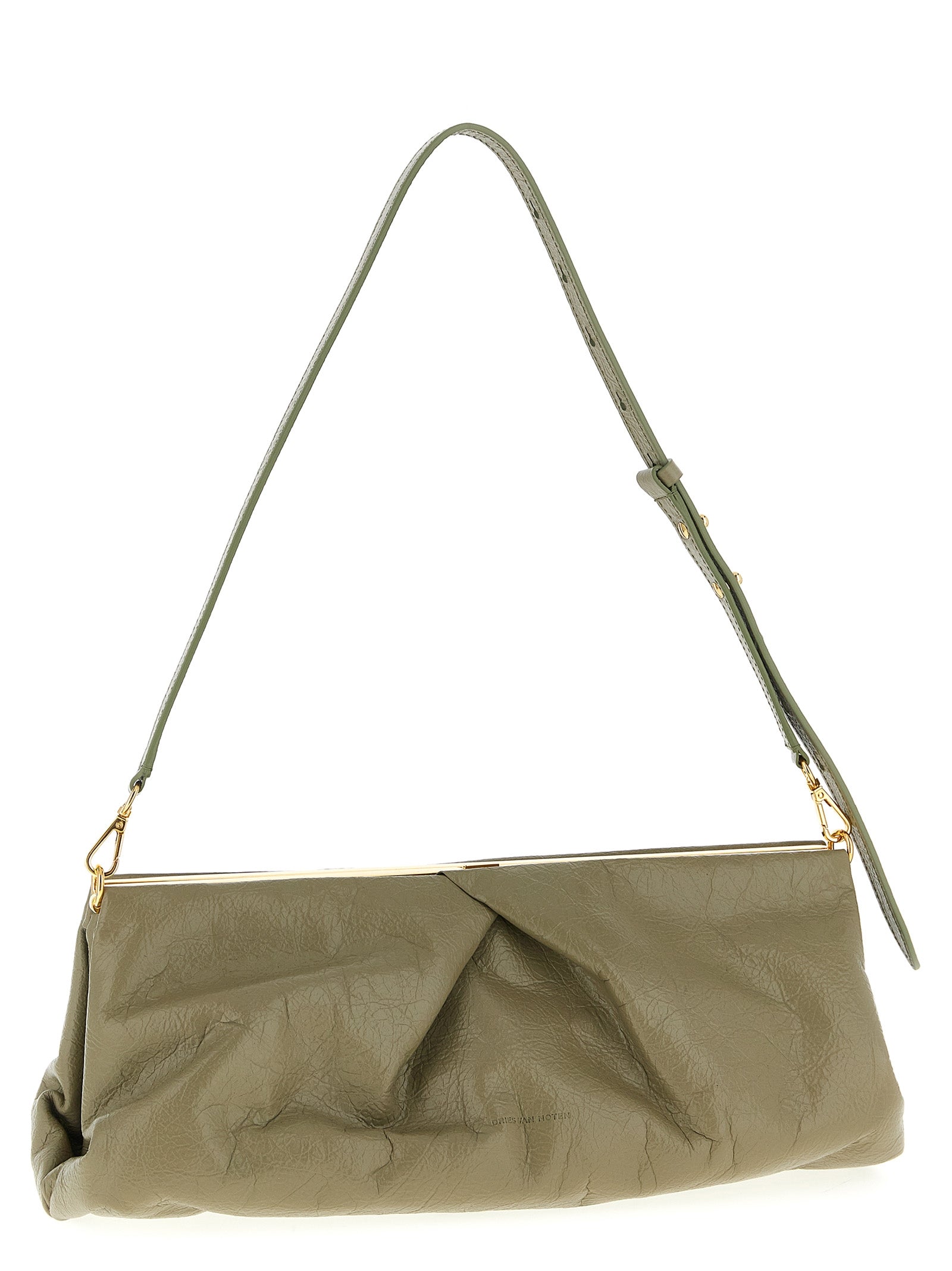 Dries Van Noten Green Calfskin Clutch Bag