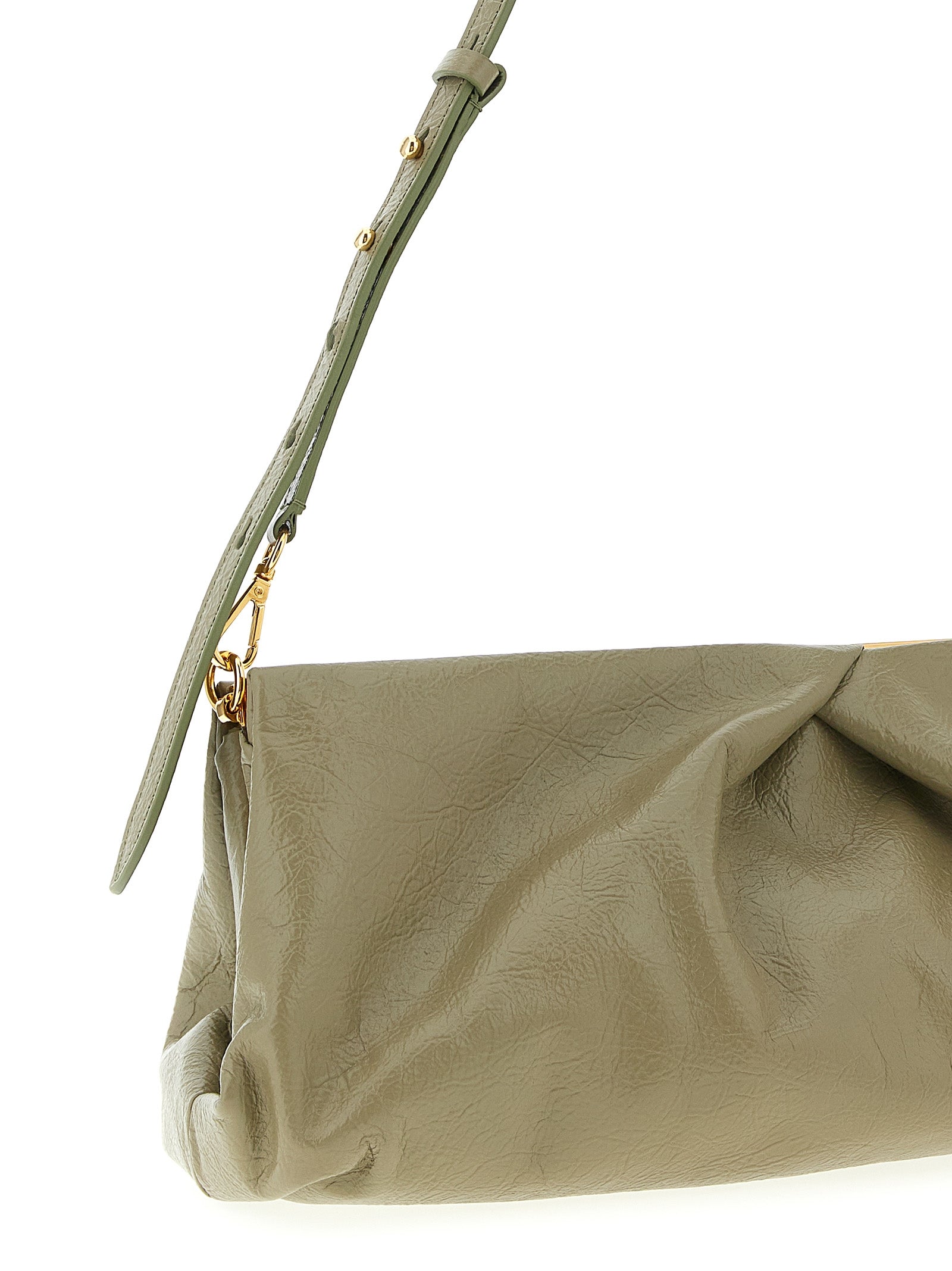 Dries Van Noten Green Calfskin Clutch Bag