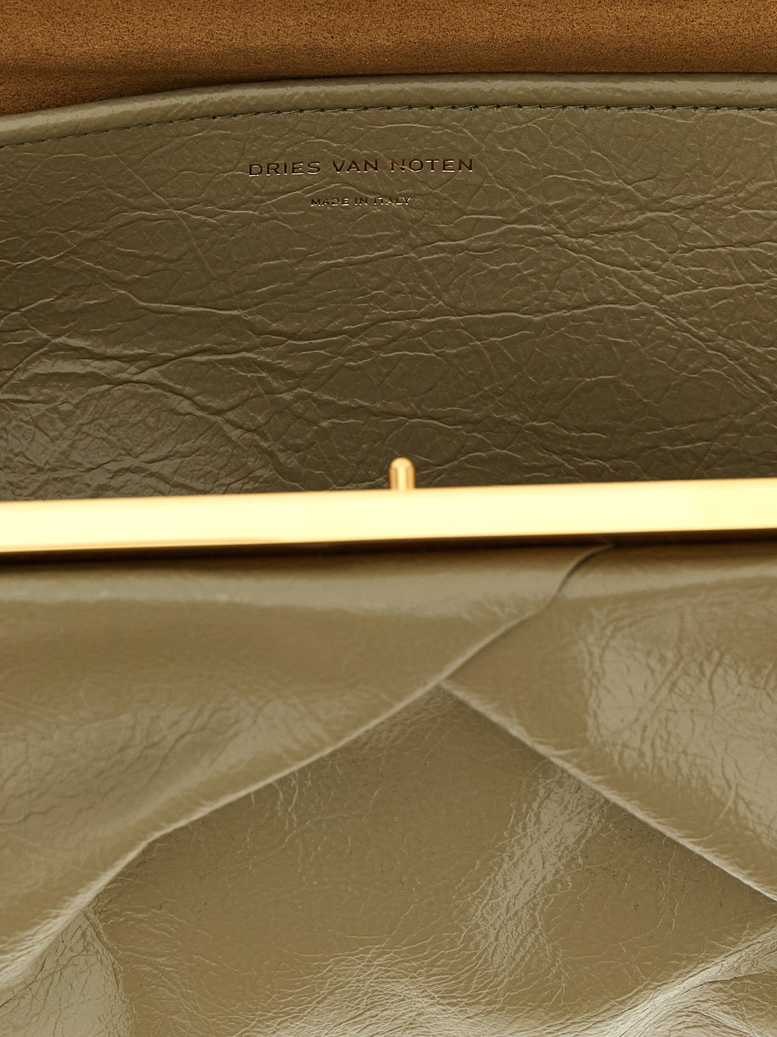 Dries Van Noten Green Calfskin Clutch Bag