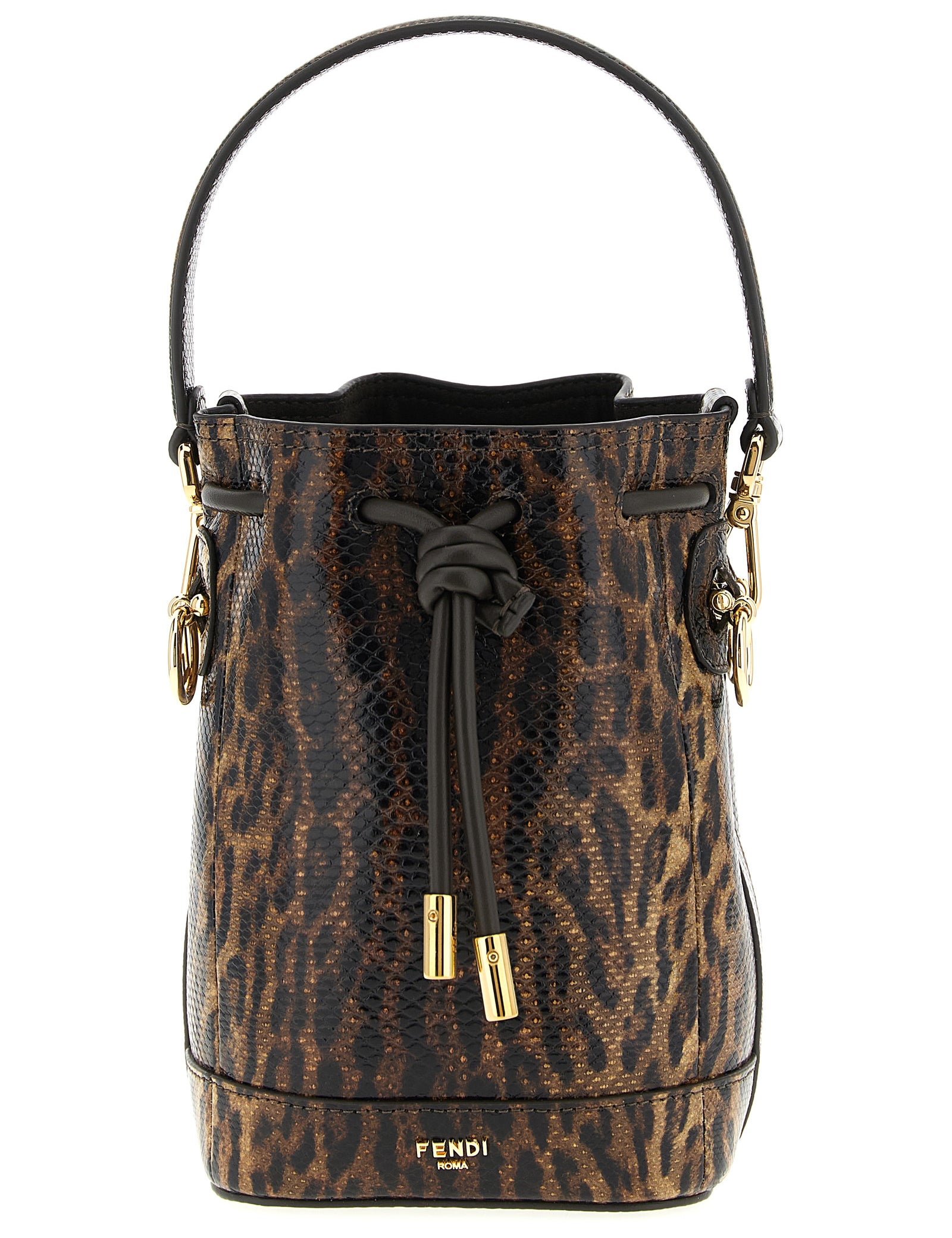Fendi Brown Karung Leather Mini Bucket Bag