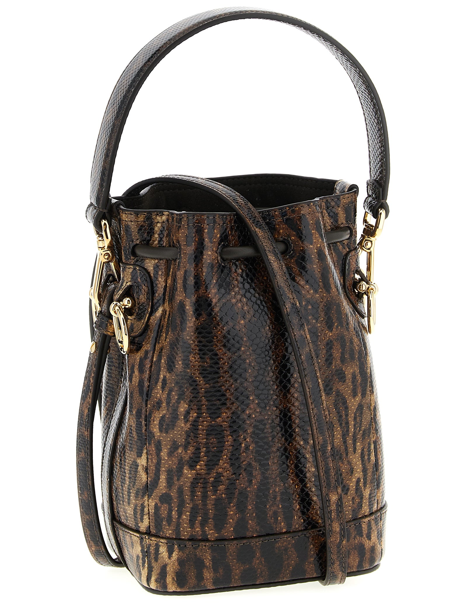Fendi Brown Karung Leather Mini Bucket Bag