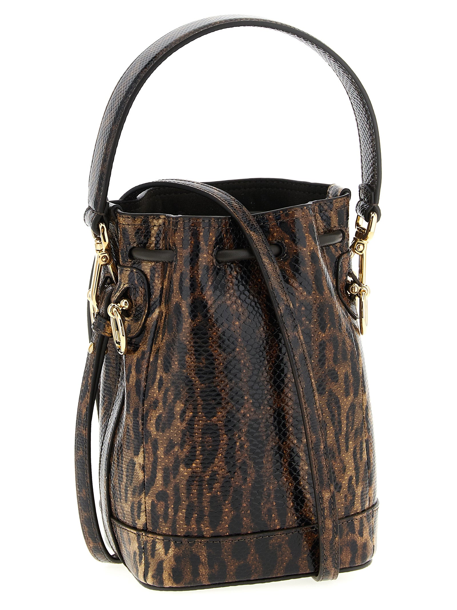 Fendi Brown Karung Leather Mini Bucket Bag