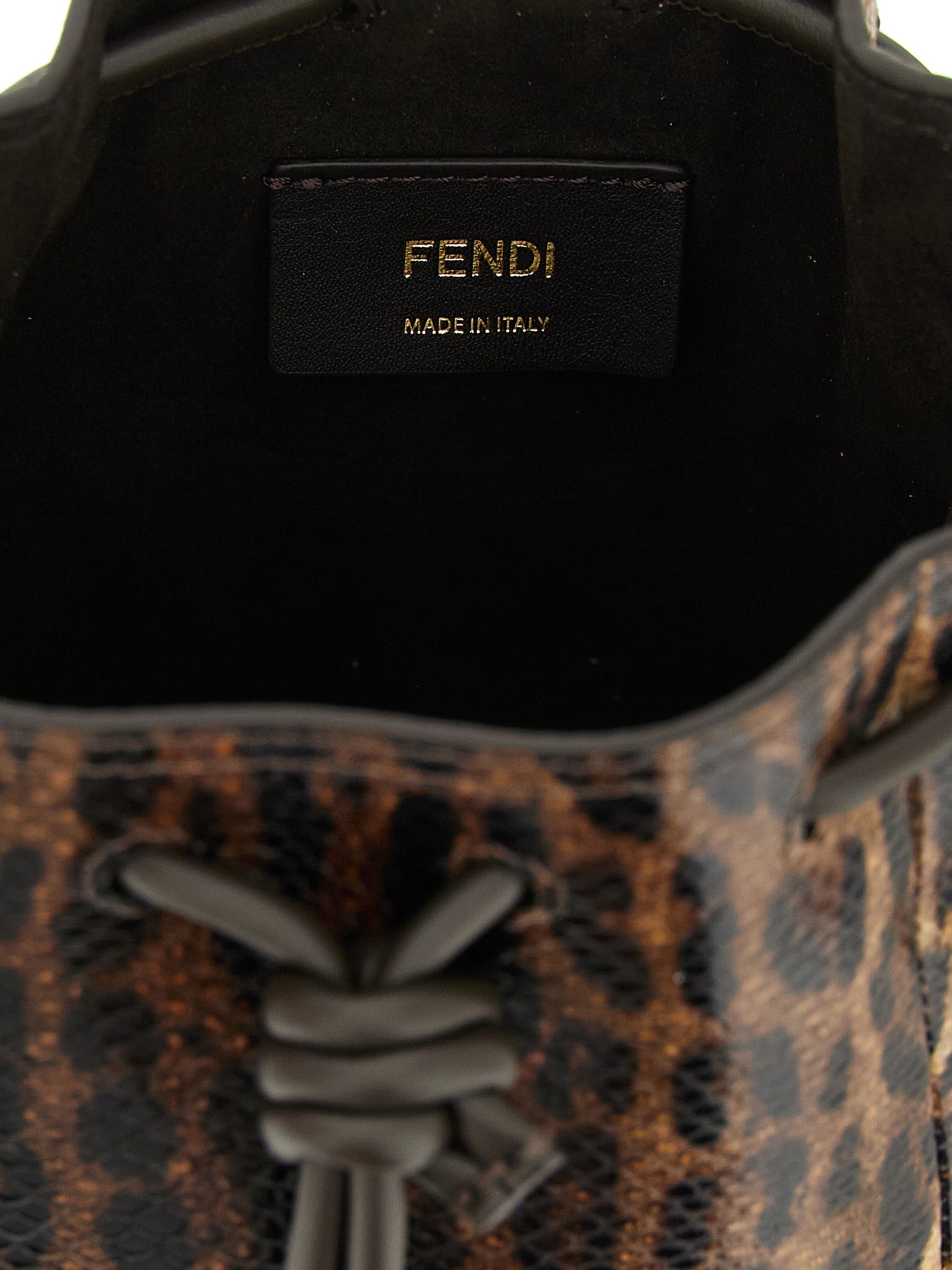 Fendi Brown Karung Leather Mini Bucket Bag