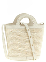 Marni White Cotton Leather Bucket Bag