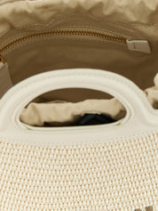 Marni White Cotton Leather Bucket Bag