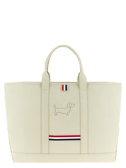 Thom Browne White Calfskin Tote Bag