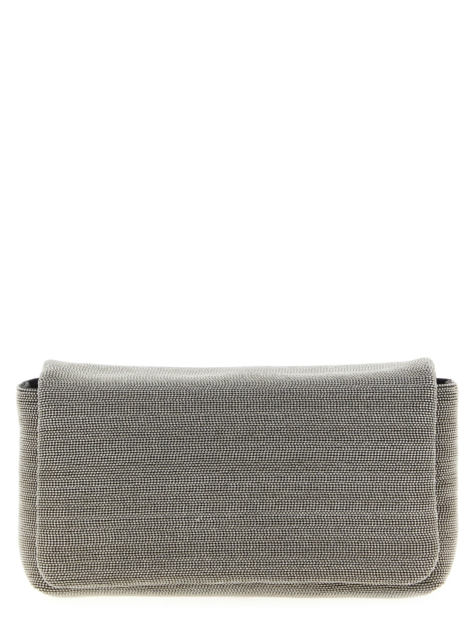 Brunello Cucinelli Silver Leather Clutch Bag