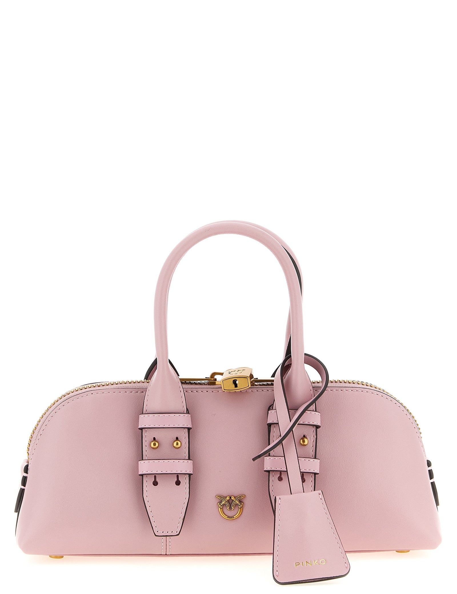 PINKO Pink Cow Leather Bowling Handbag