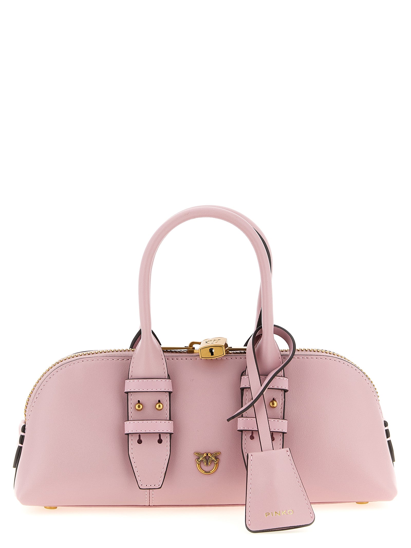 PINKO Pink Cow Leather Bowling Handbag