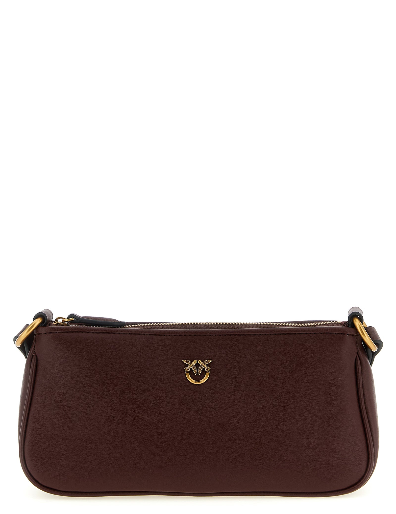 PINKO Bordeaux Cowhide and Silk Crossbody Bag