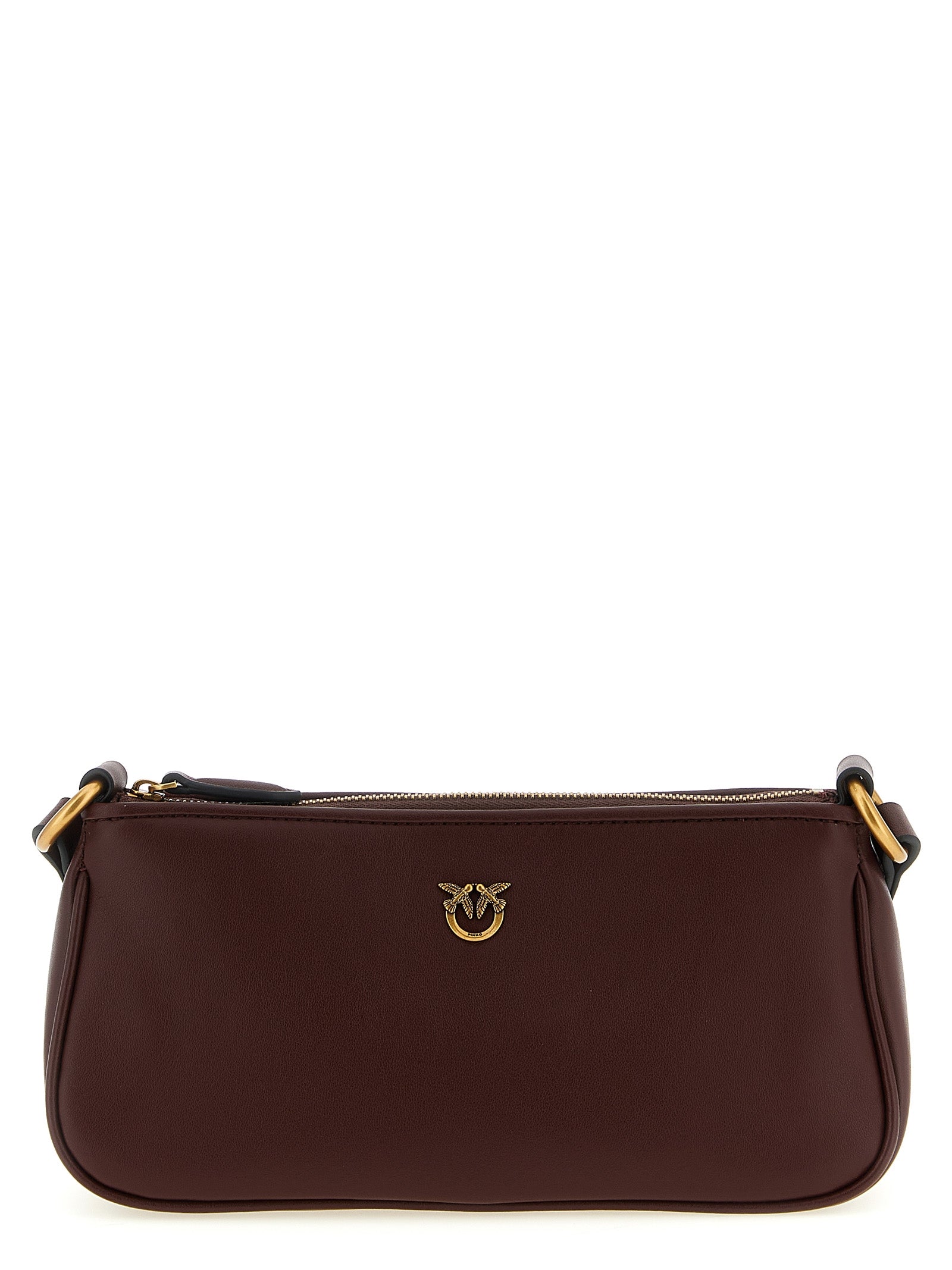 PINKO Bordeaux Cowhide and Silk Crossbody Bag