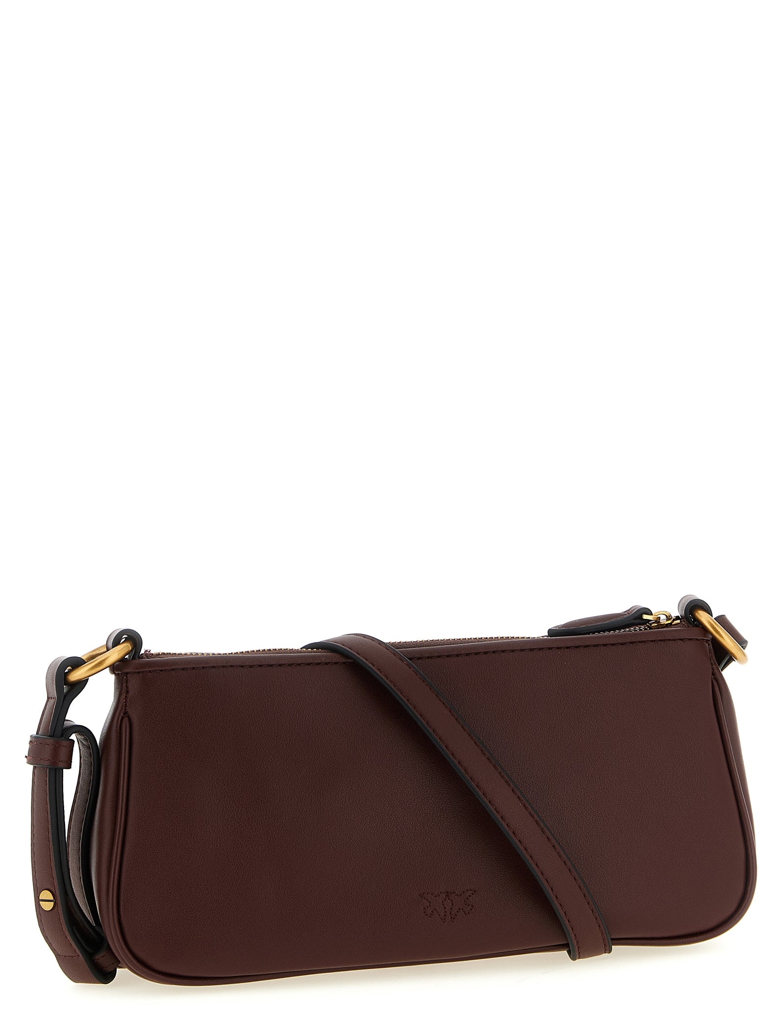 PINKO Bordeaux Cowhide and Silk Crossbody Bag