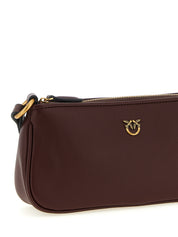 PINKO Bordeaux Cowhide and Silk Crossbody Bag
