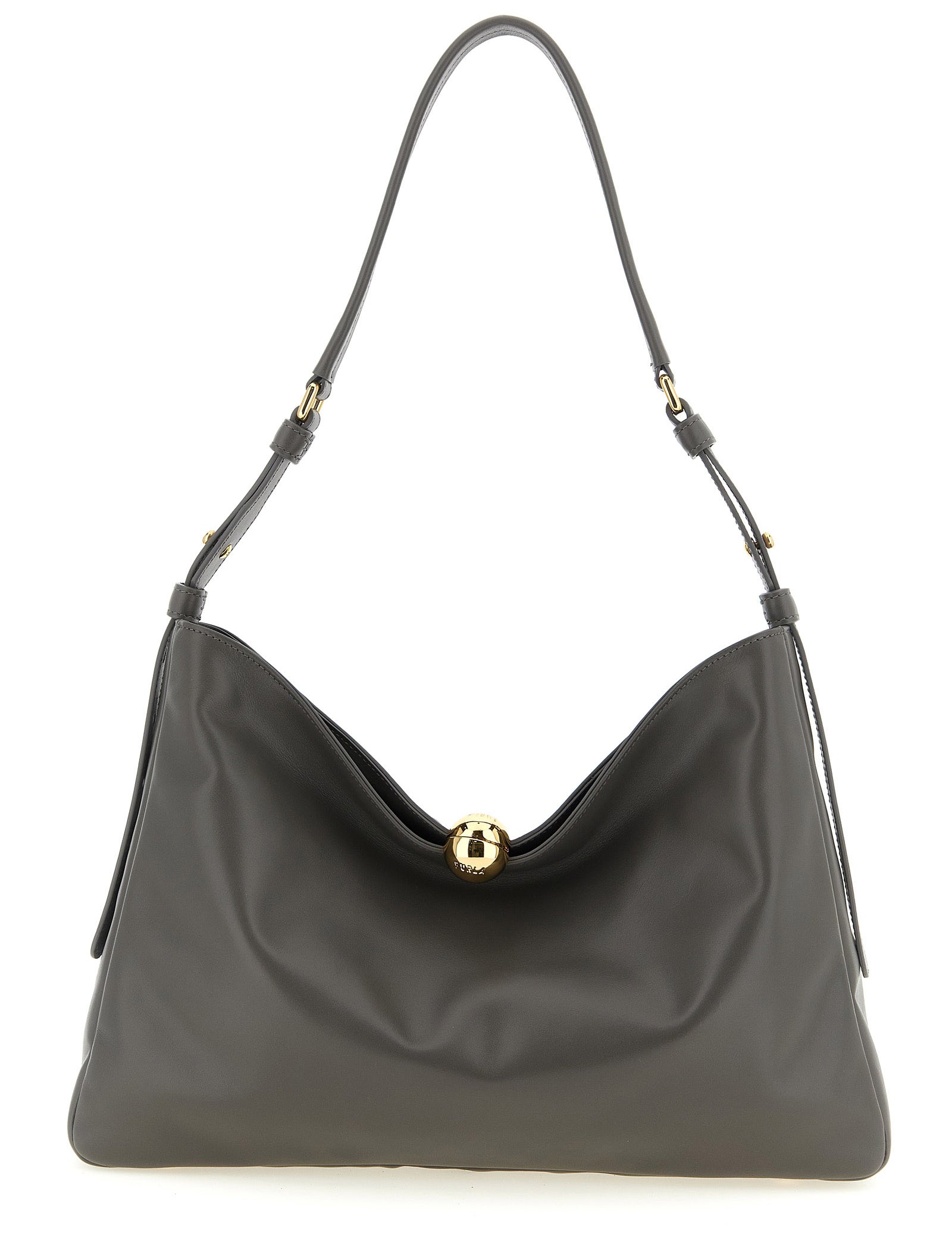 Furla Gray Calfskin Shoulder Bag