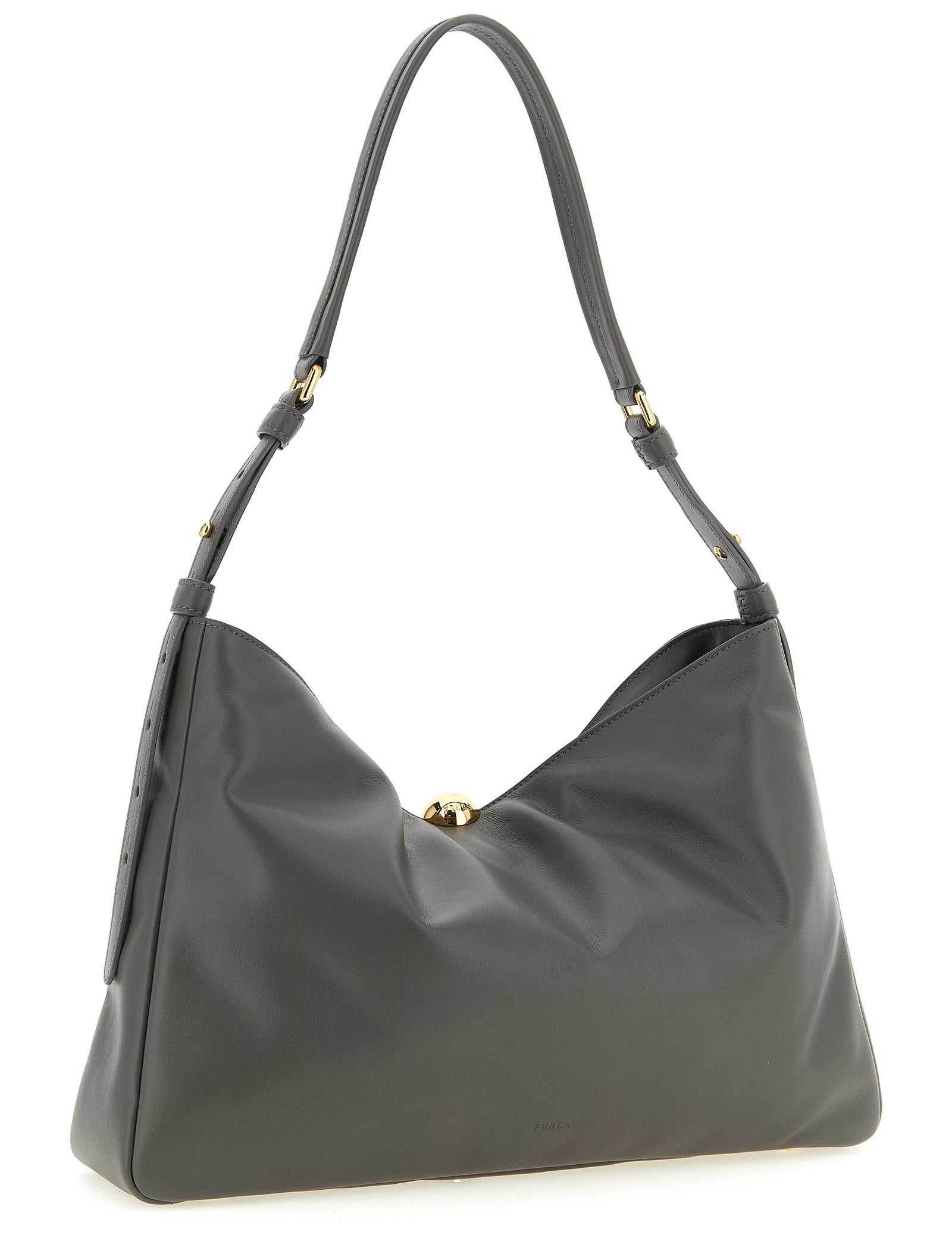 Furla Gray Calfskin Shoulder Bag