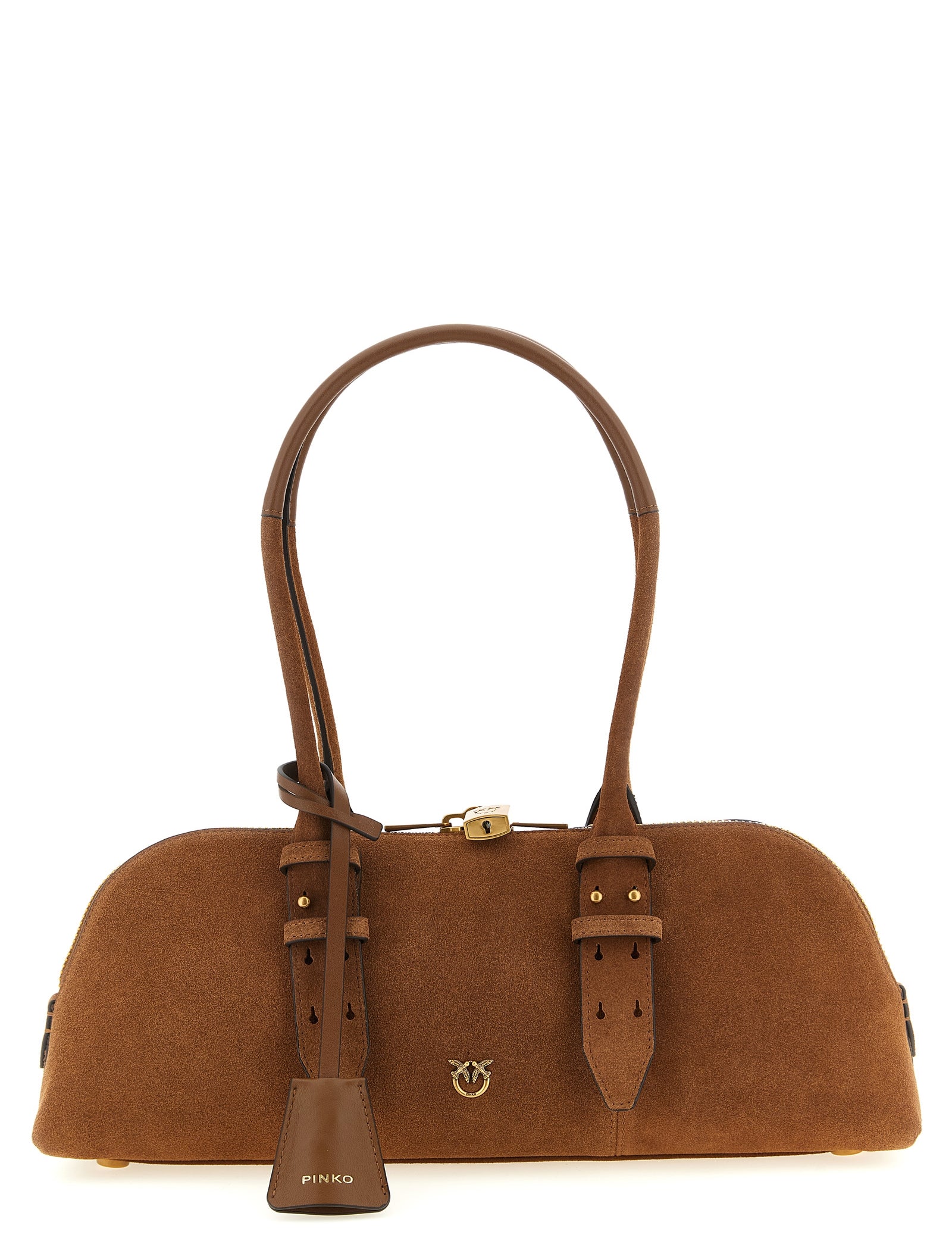 PINKO Brown Suede Shoulder Bag