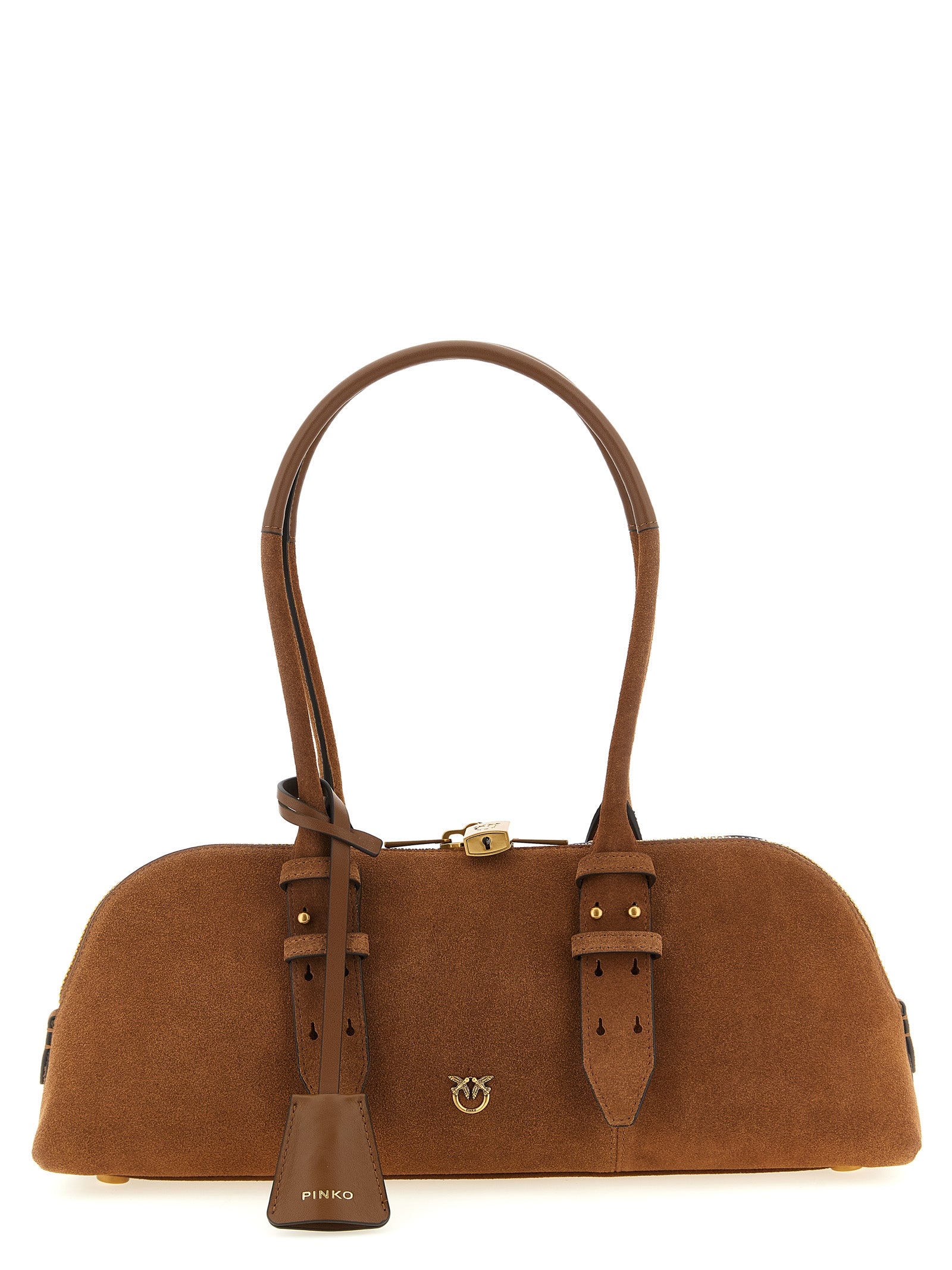 PINKO Brown Suede Shoulder Bag