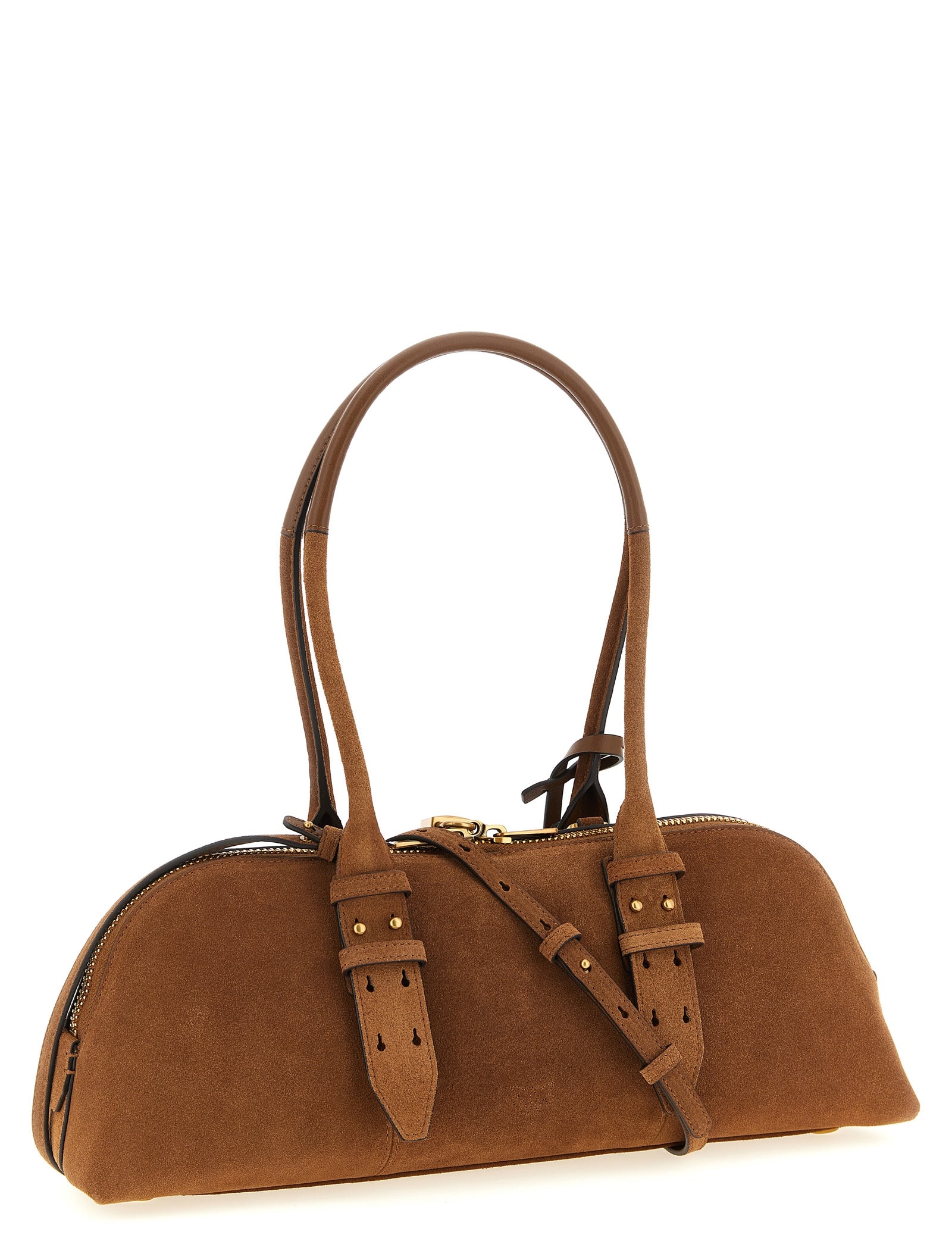 PINKO Brown Suede Shoulder Bag