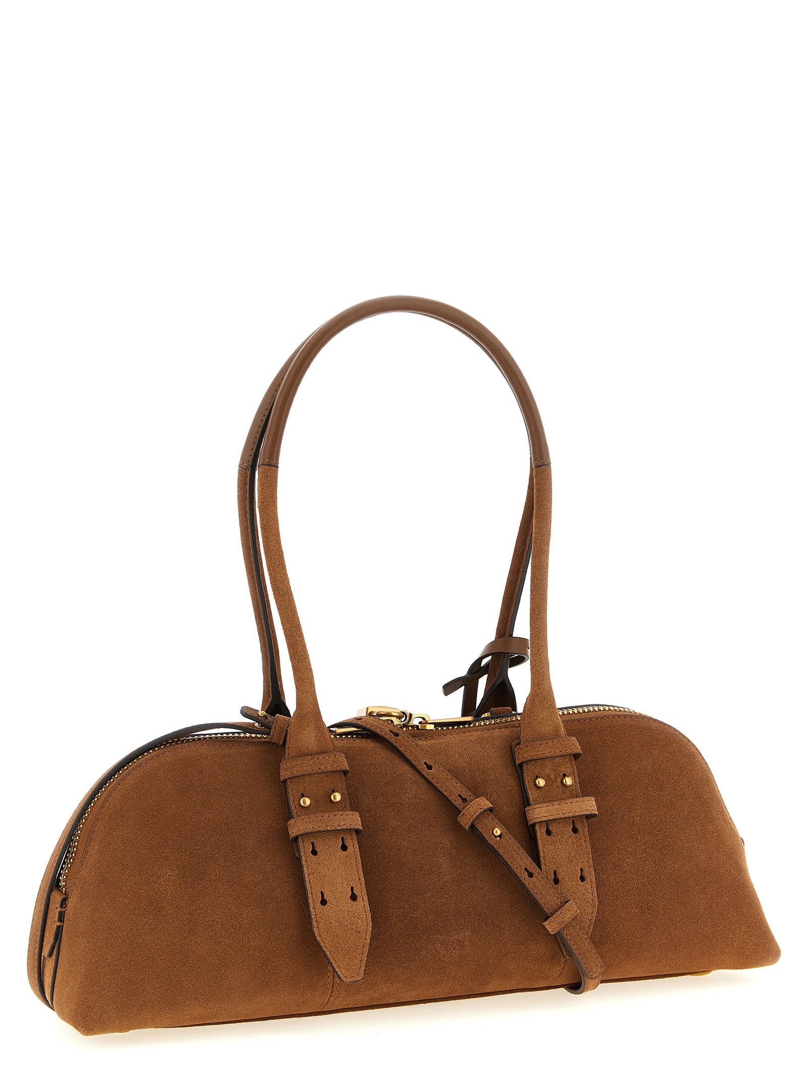 PINKO Brown Suede Shoulder Bag
