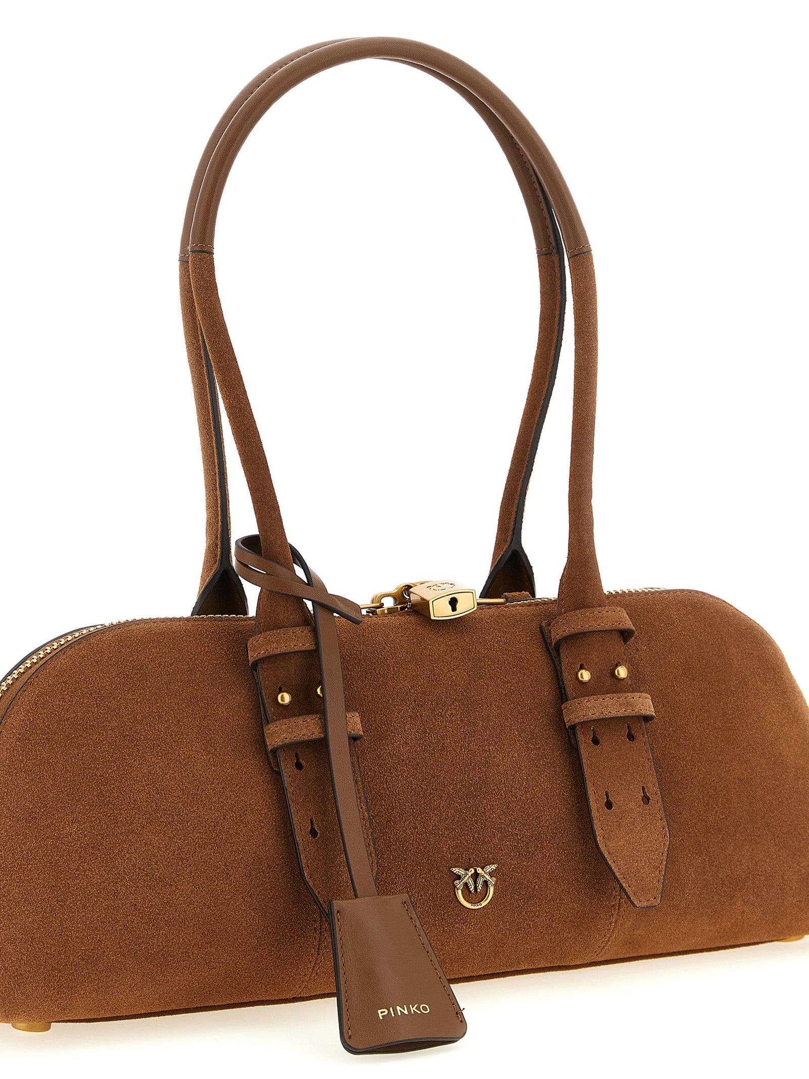 PINKO Brown Suede Shoulder Bag