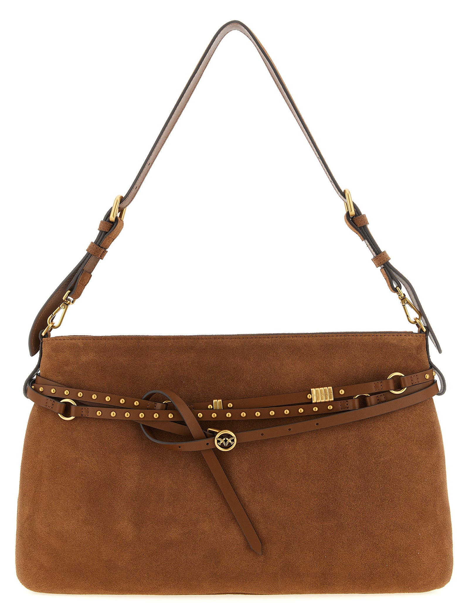 PINKO Brown Suede Shoulder Bag