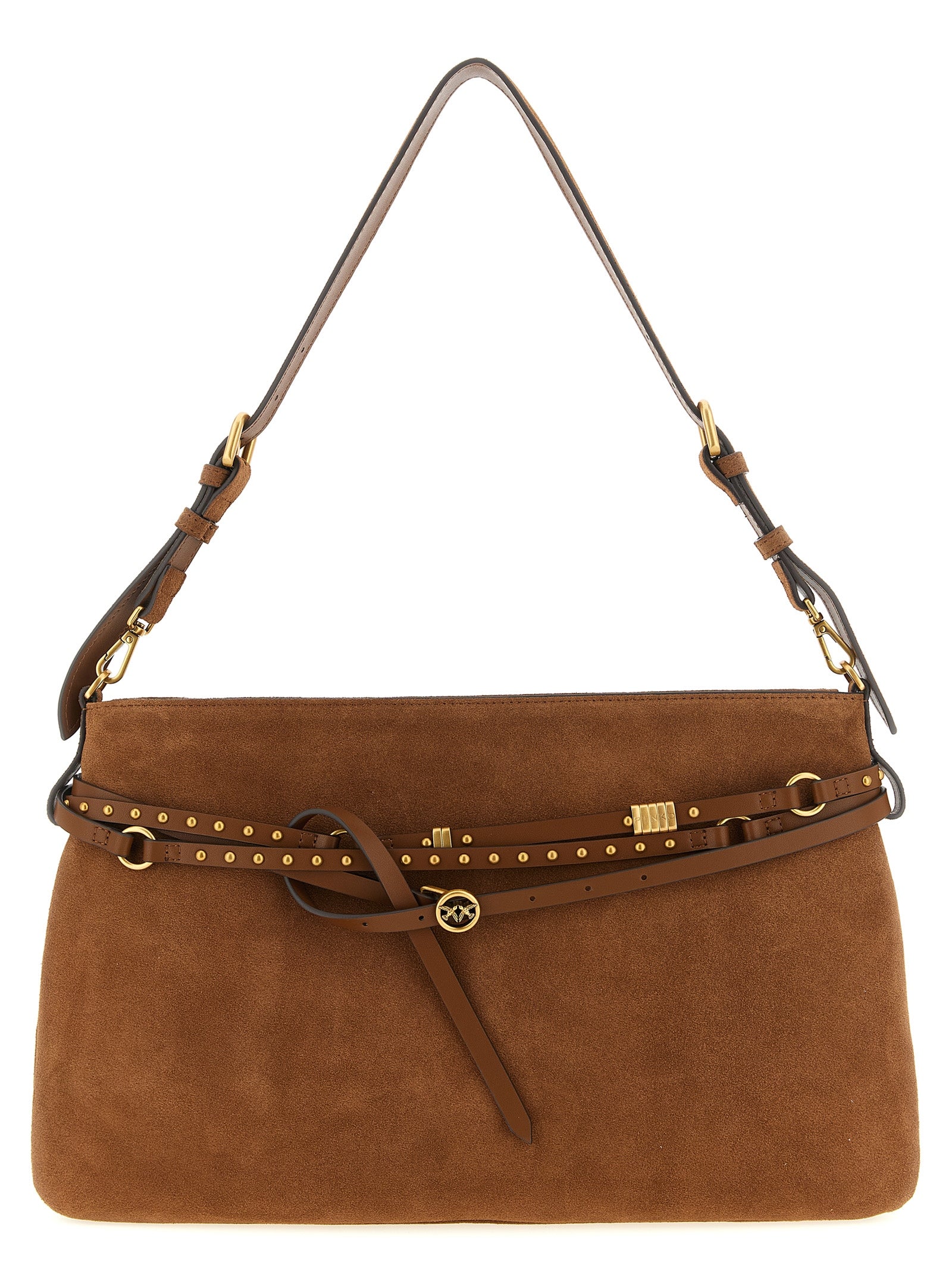 PINKO Brown Suede Shoulder Bag