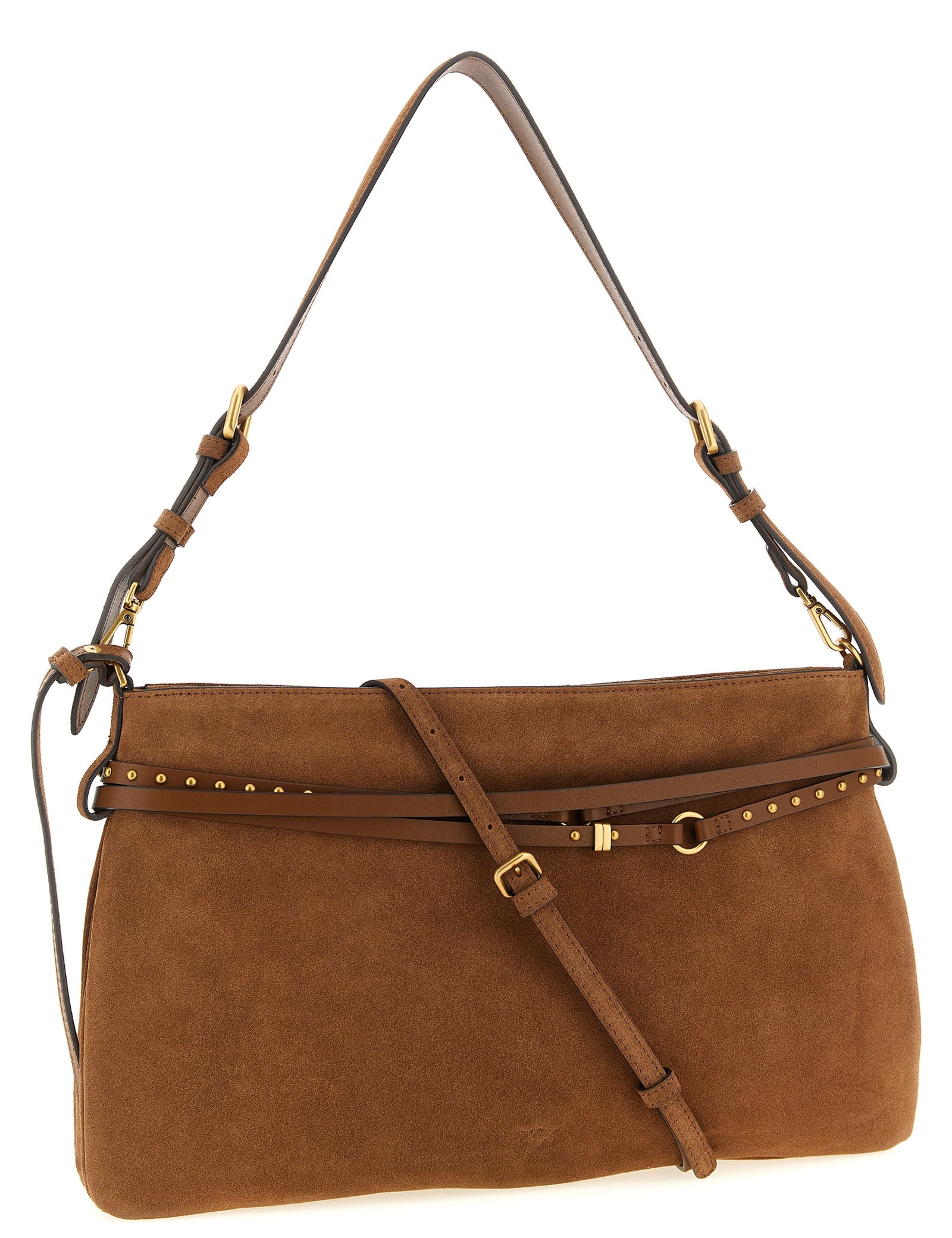 PINKO Brown Suede Shoulder Bag