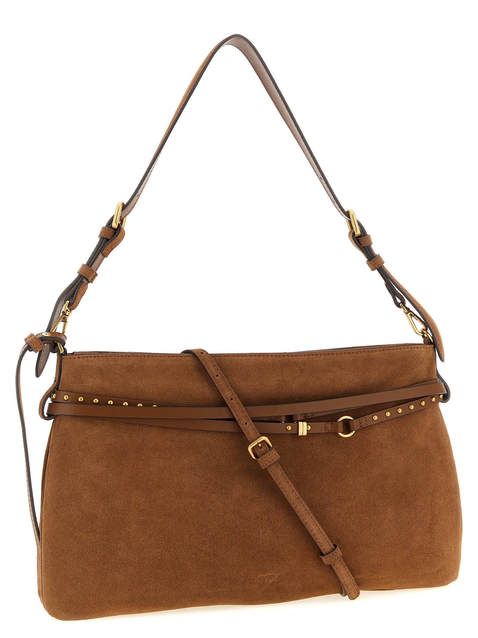 PINKO Brown Suede Shoulder Bag