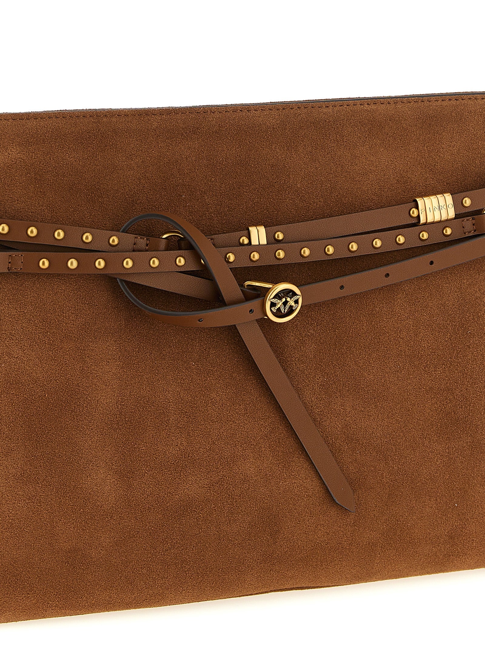 PINKO Brown Suede Shoulder Bag