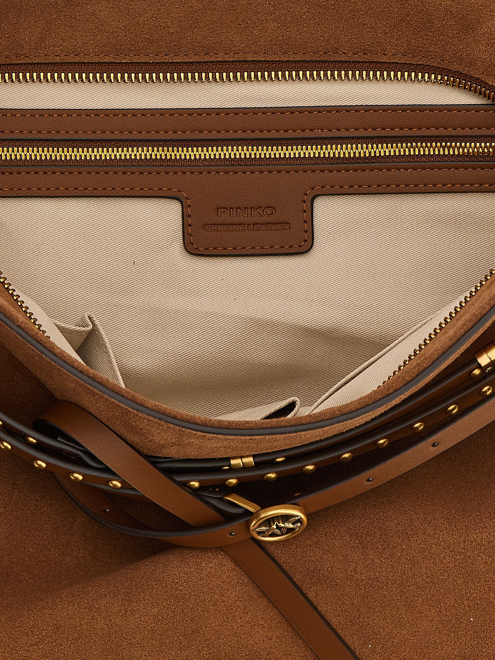 PINKO Brown Suede Shoulder Bag