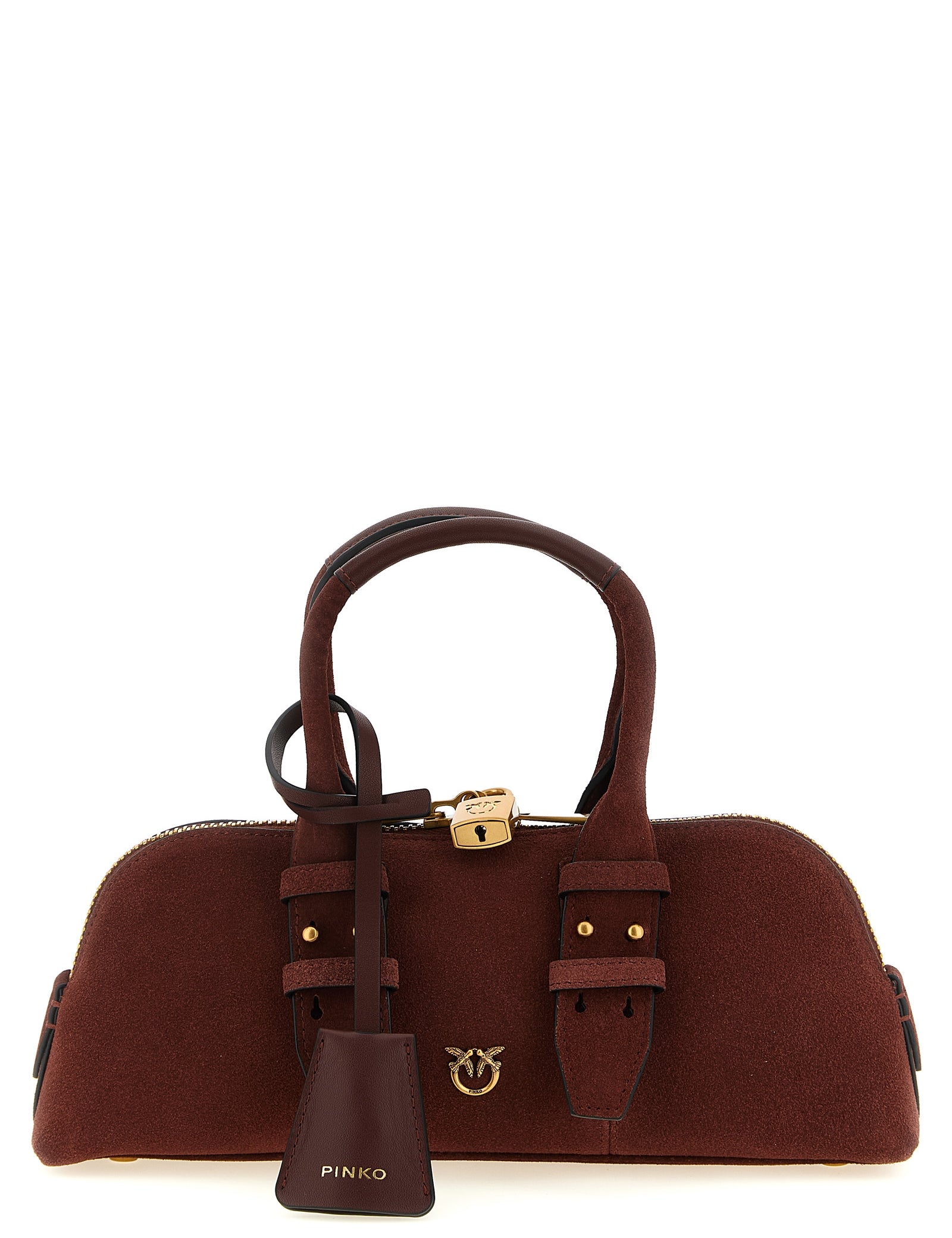 PINKO Bordeaux Suede and Cow Leather Shoulder Bag