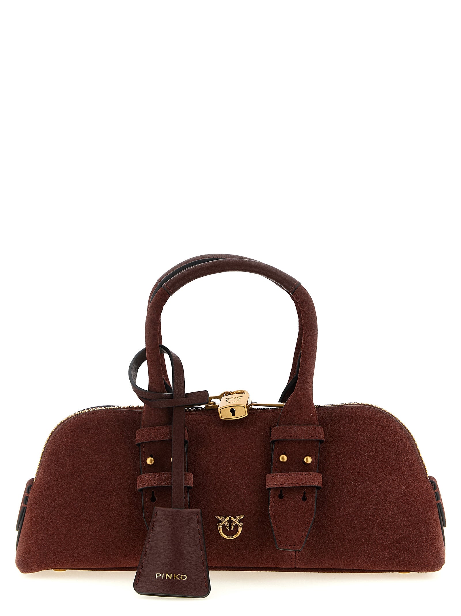 PINKO Bordeaux Suede and Cow Leather Shoulder Bag
