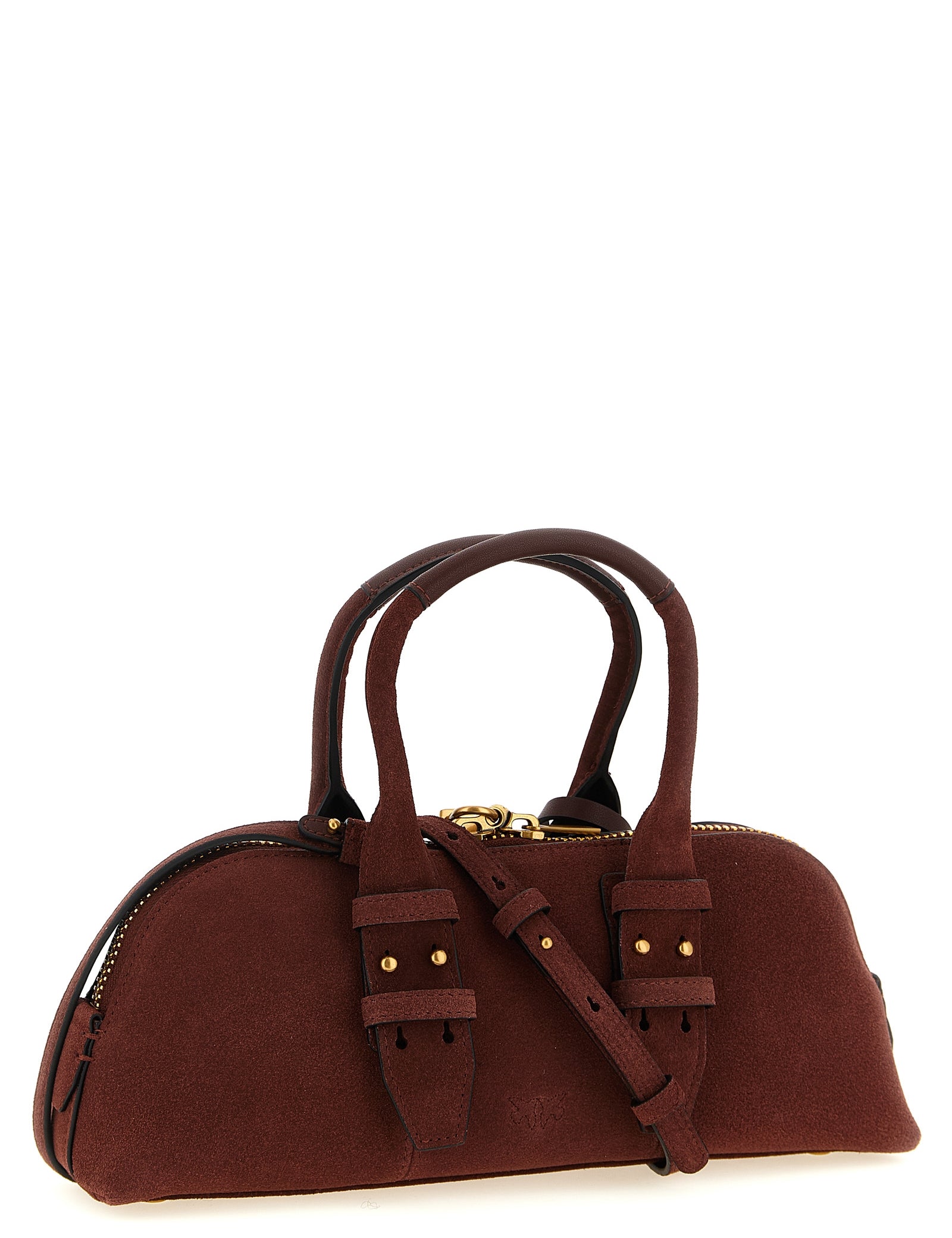 PINKO Bordeaux Suede and Cow Leather Shoulder Bag