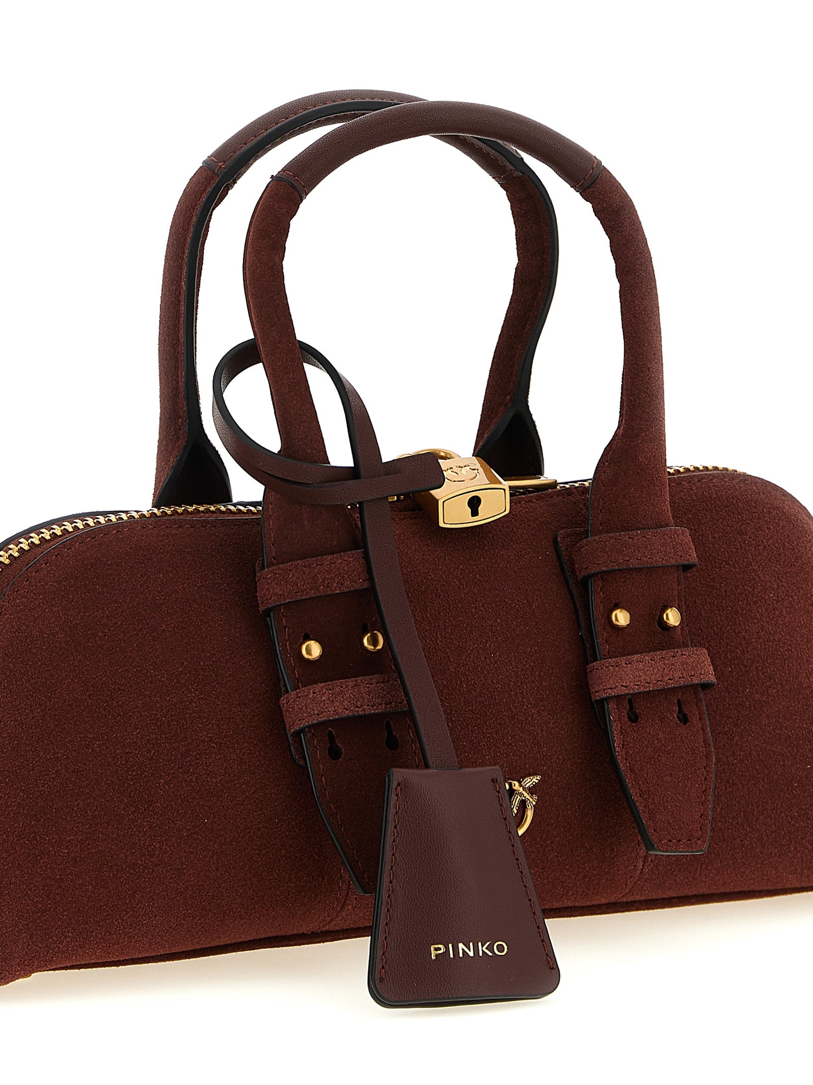 PINKO Bordeaux Suede and Cow Leather Shoulder Bag