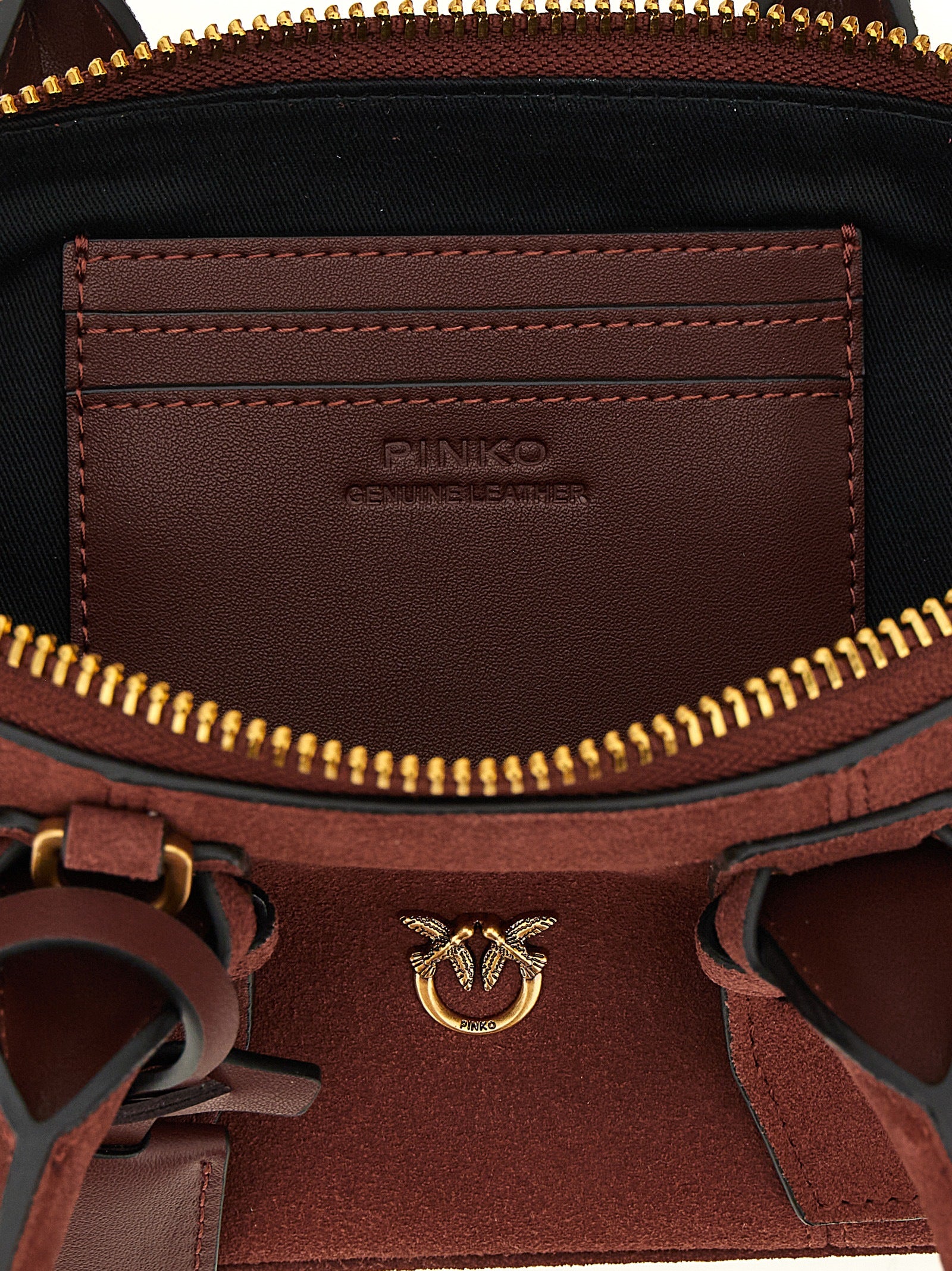 PINKO Bordeaux Suede and Cow Leather Shoulder Bag