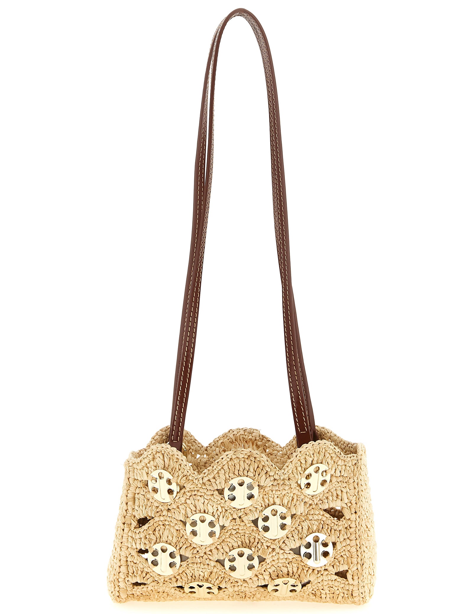 Paco Rabanne Beige Raffia Shoulder Bag