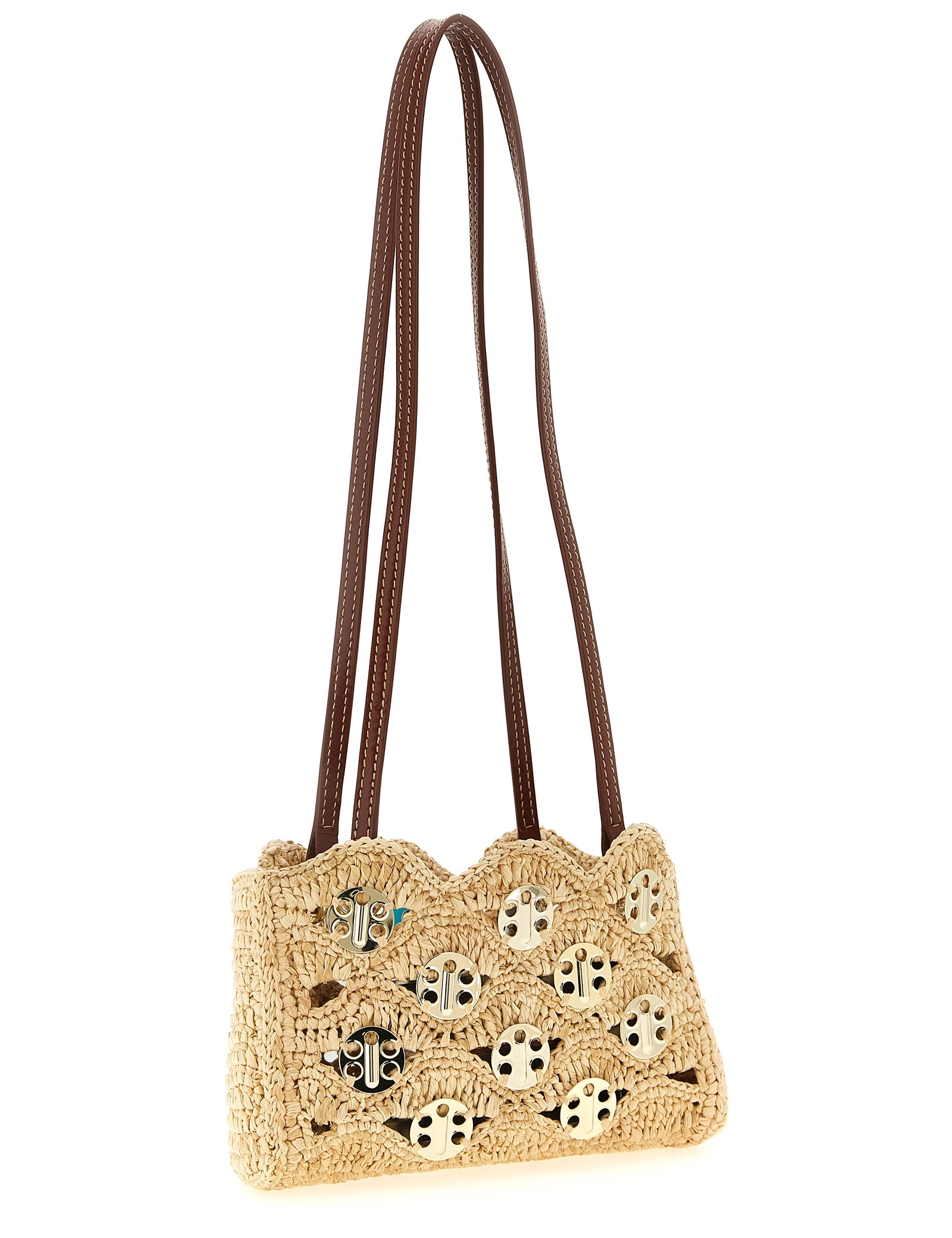 Paco Rabanne Beige Raffia Shoulder Bag