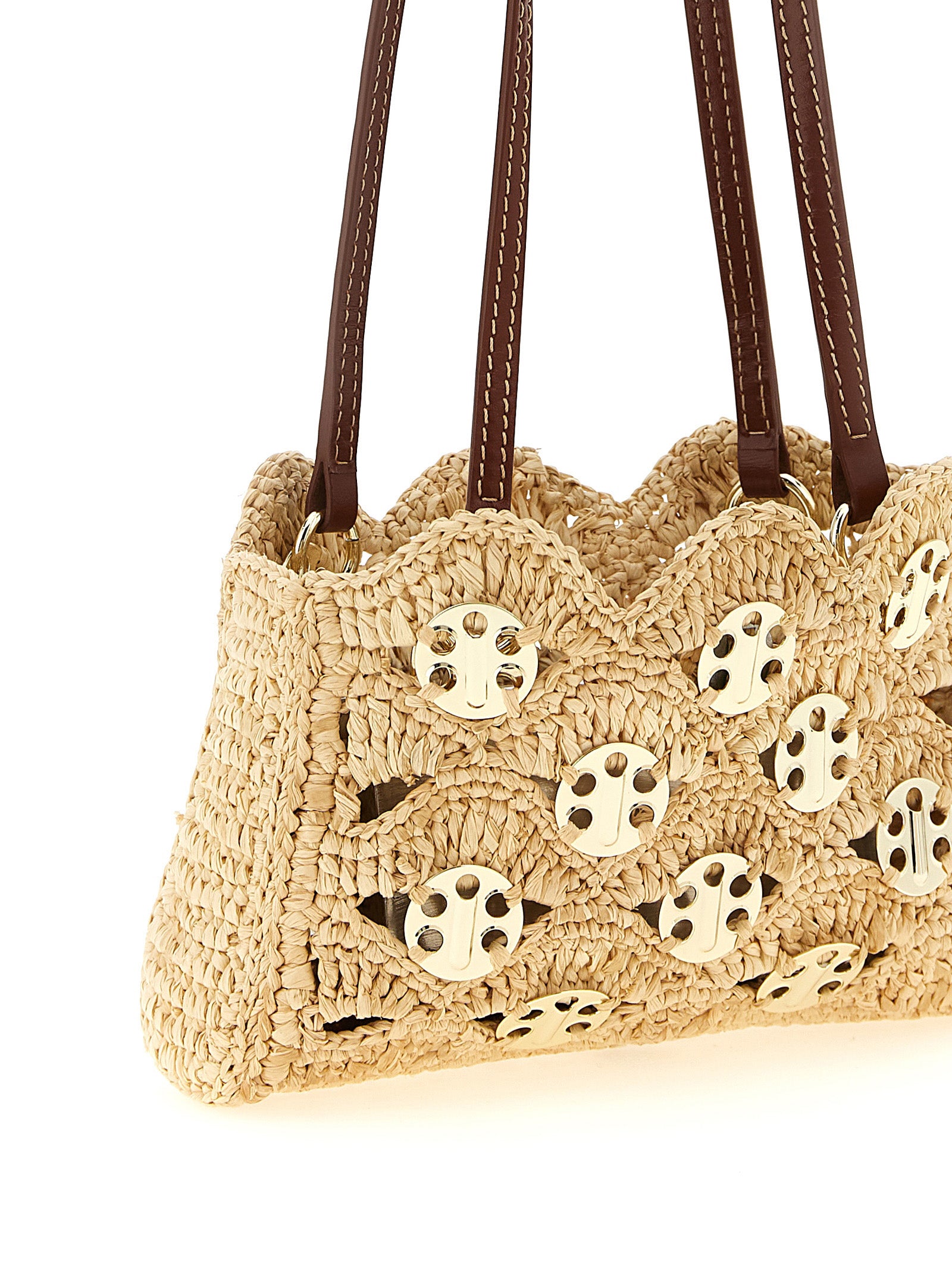 Paco Rabanne Beige Raffia Shoulder Bag