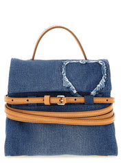 Moschino Blue Denim and Leather Handbag