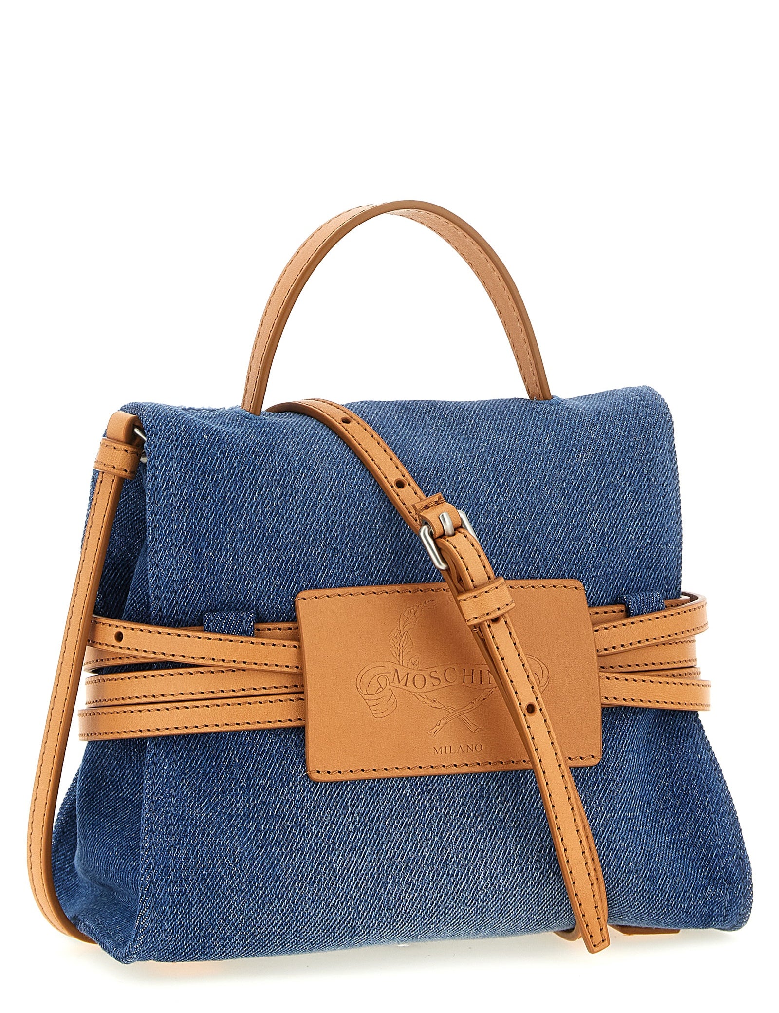 Moschino Blue Denim and Leather Handbag