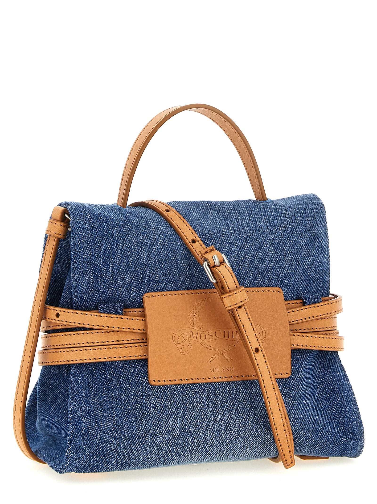 Moschino Blue Denim and Leather Handbag