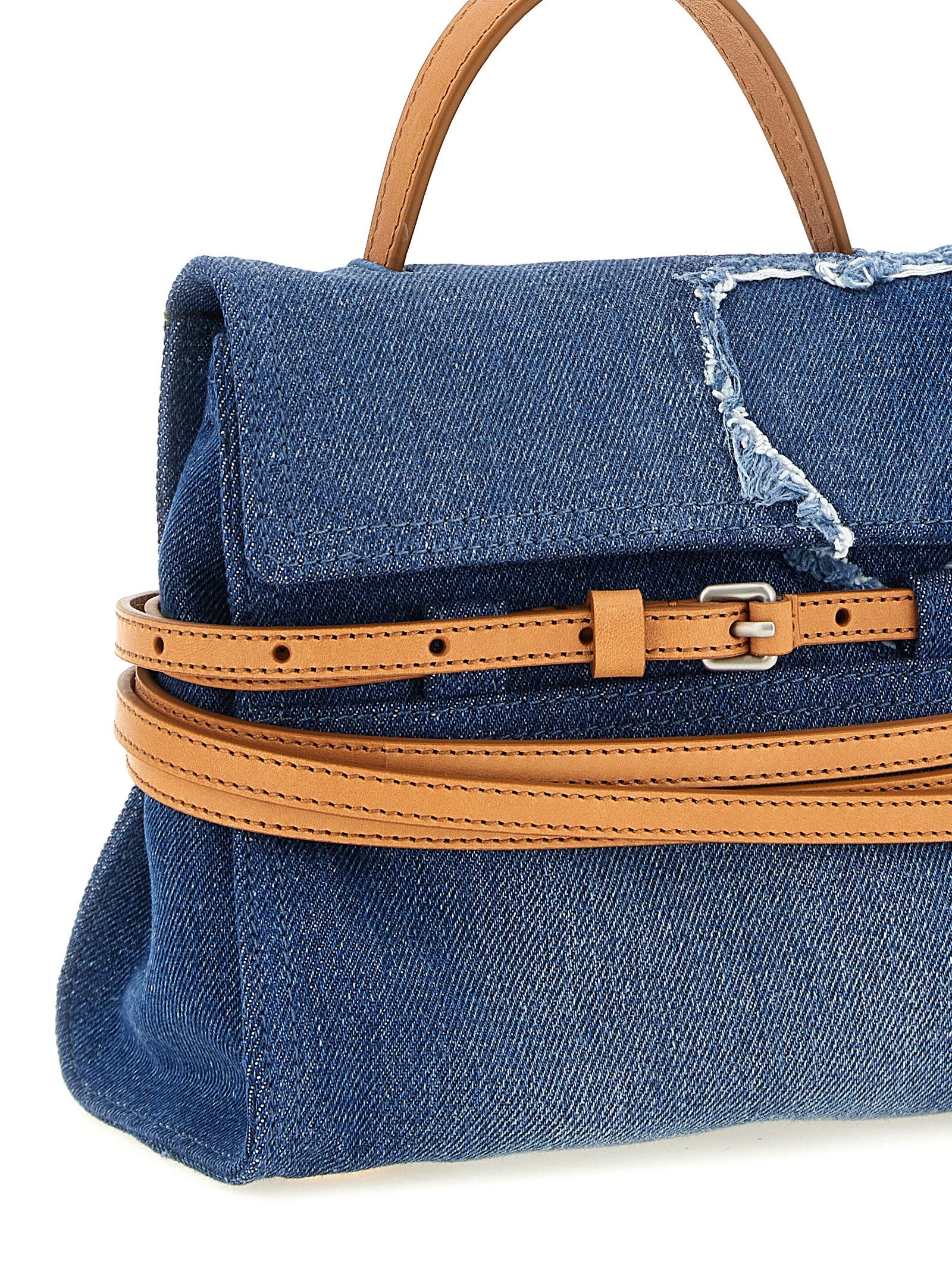 Moschino Blue Denim and Leather Handbag
