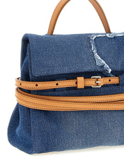 Moschino Blue Denim and Leather Handbag