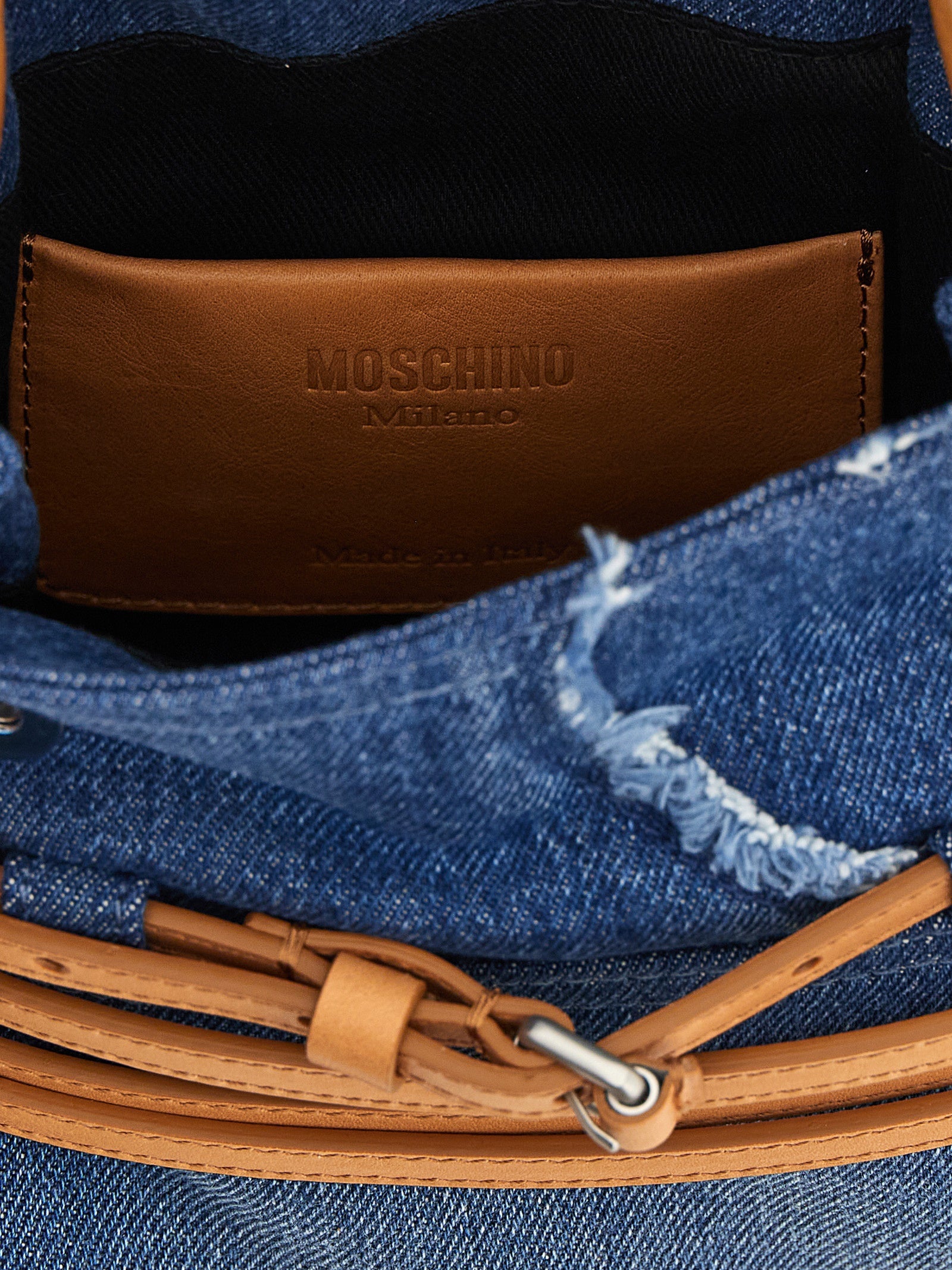 Moschino Blue Denim and Leather Handbag