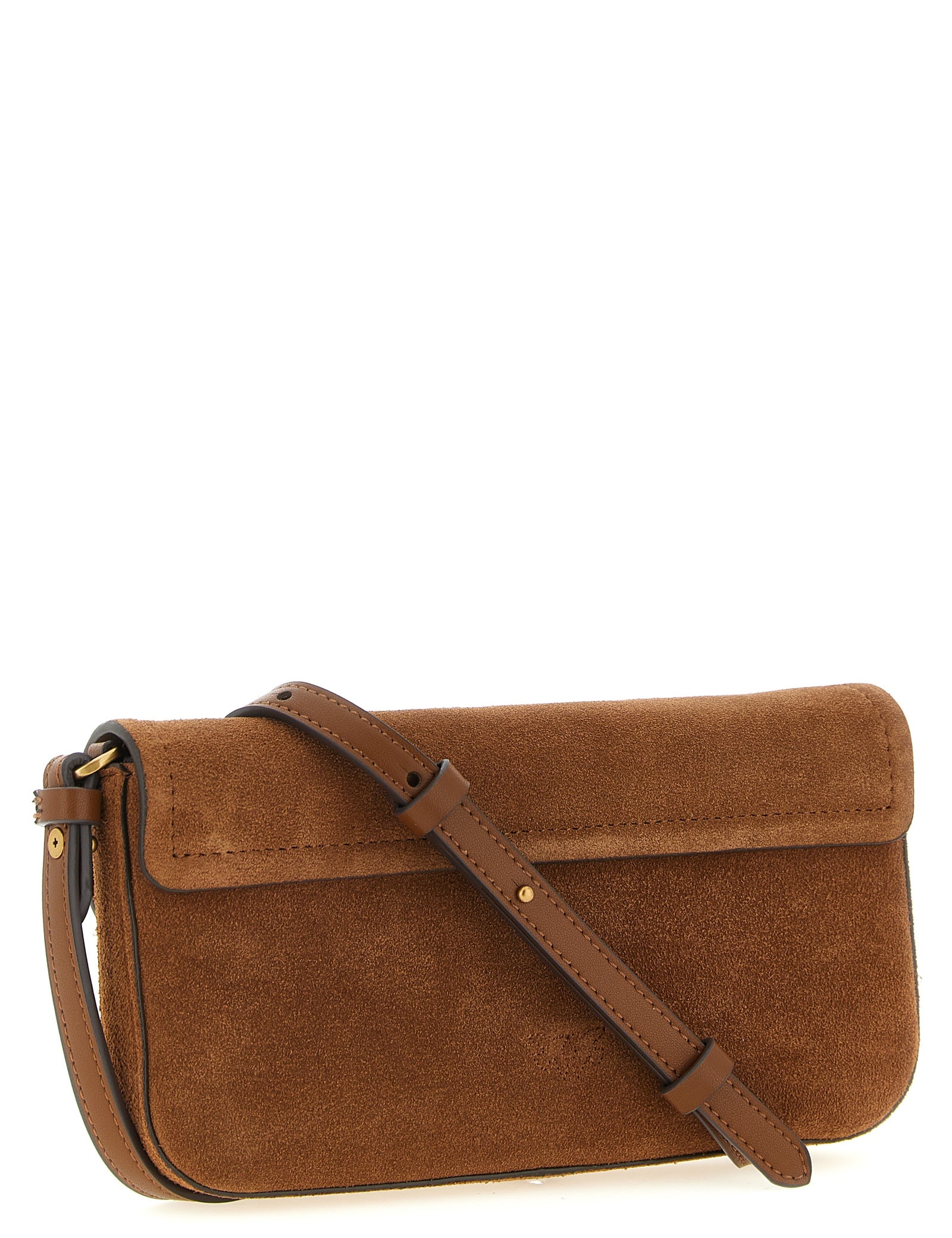 PINKO Brown Suede Shoulder Bag