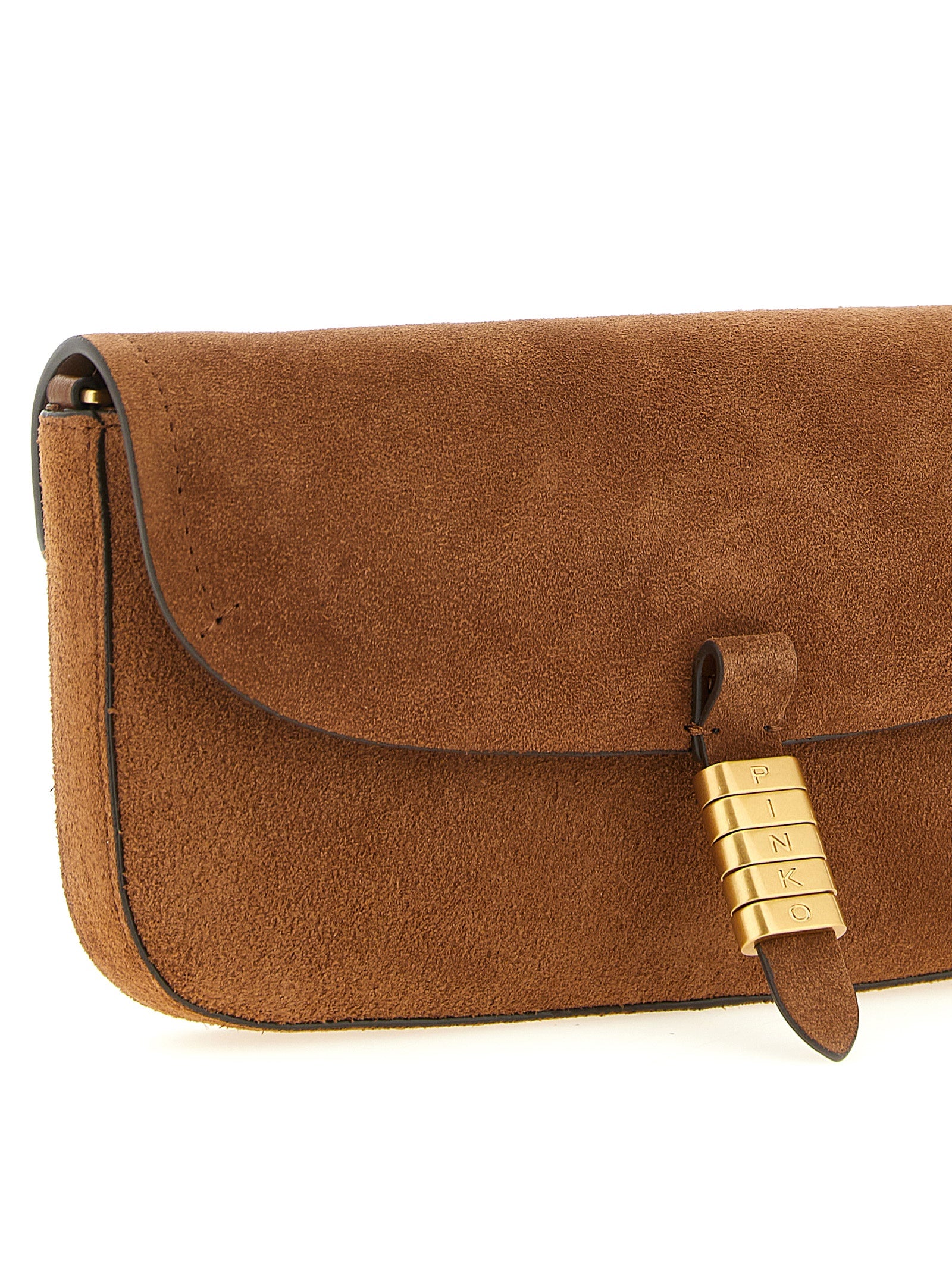 PINKO Brown Suede Shoulder Bag