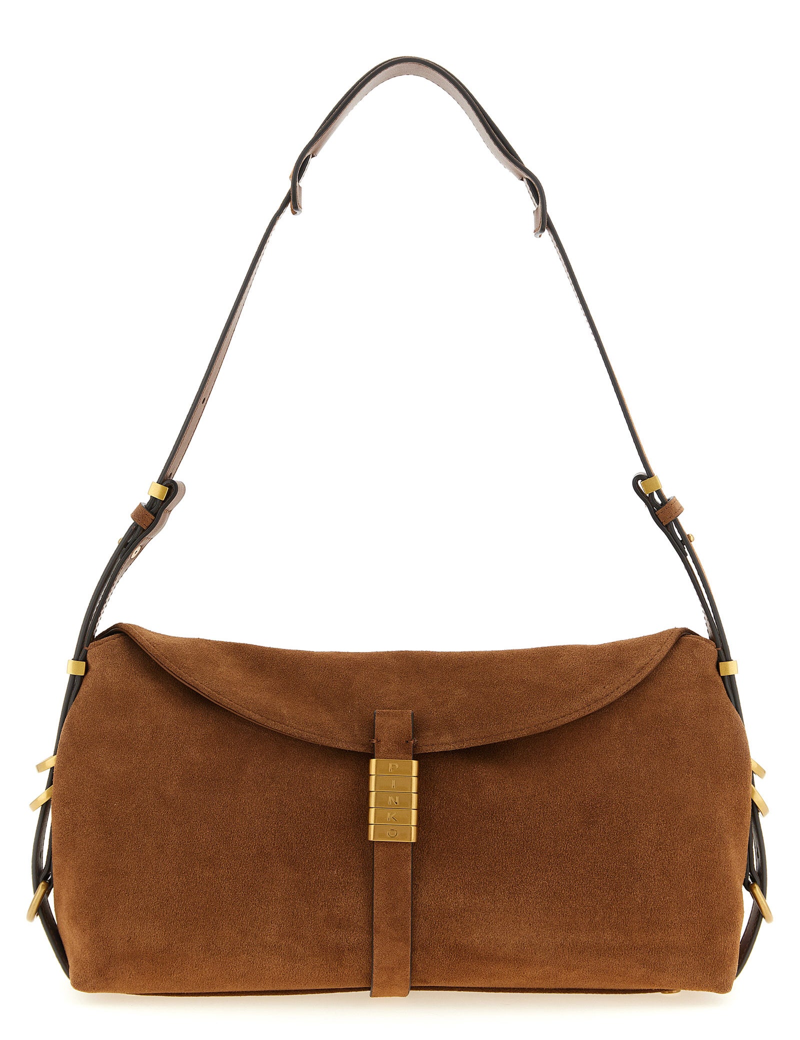 PINKO Brown Suede Shoulder Bag