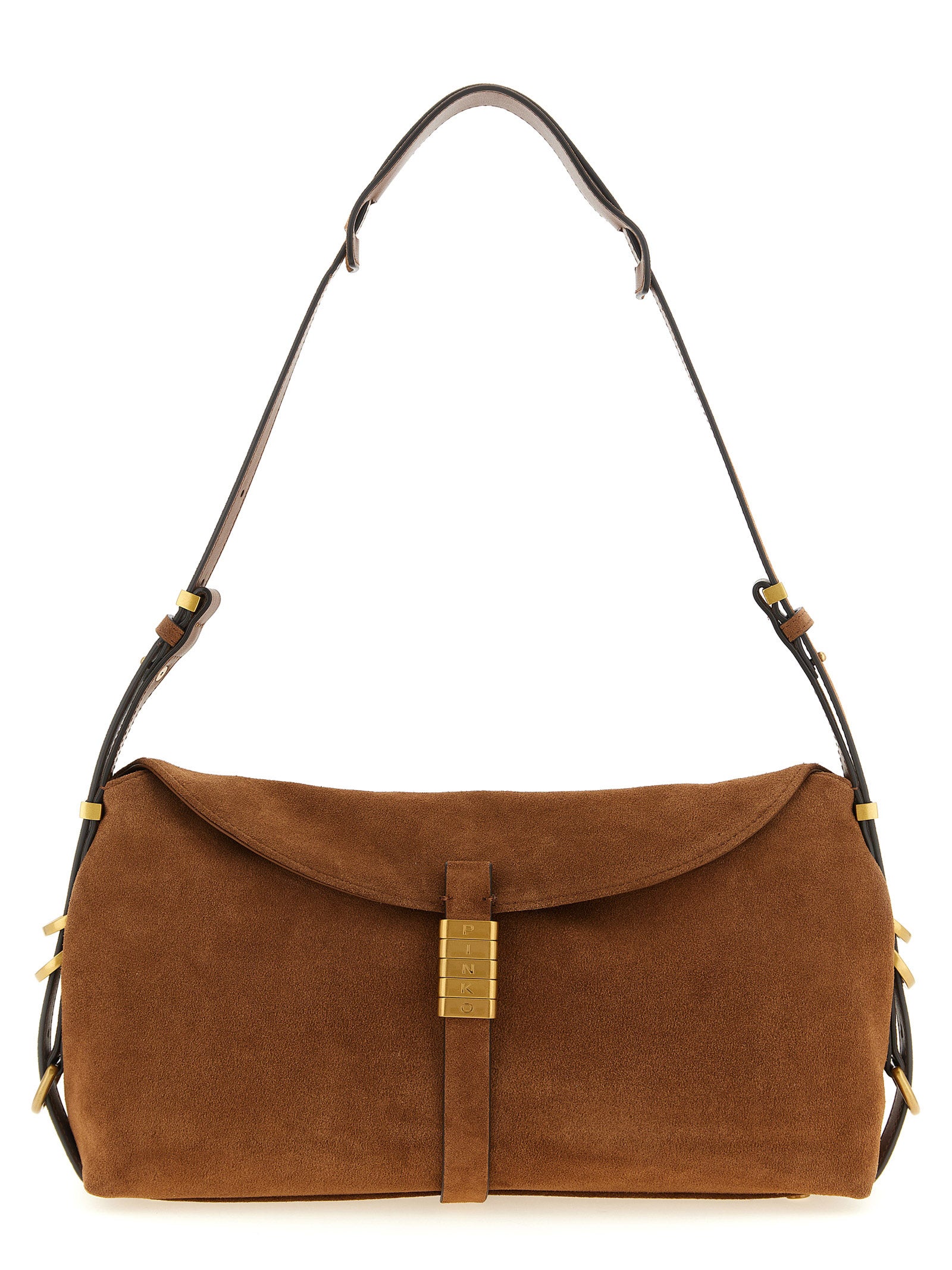 PINKO Brown Suede Shoulder Bag