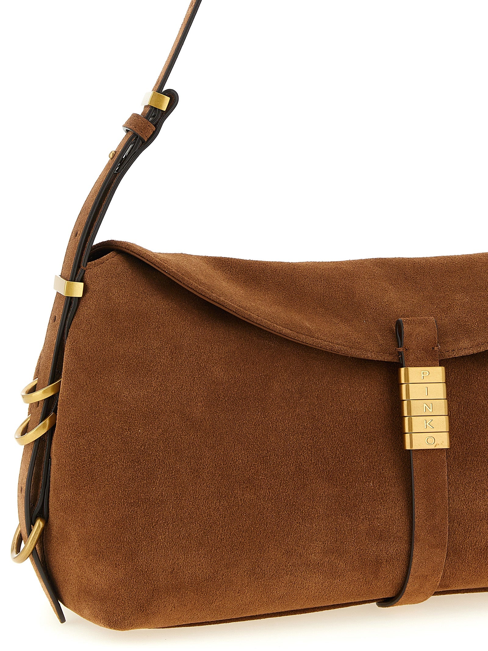 PINKO Brown Suede Shoulder Bag